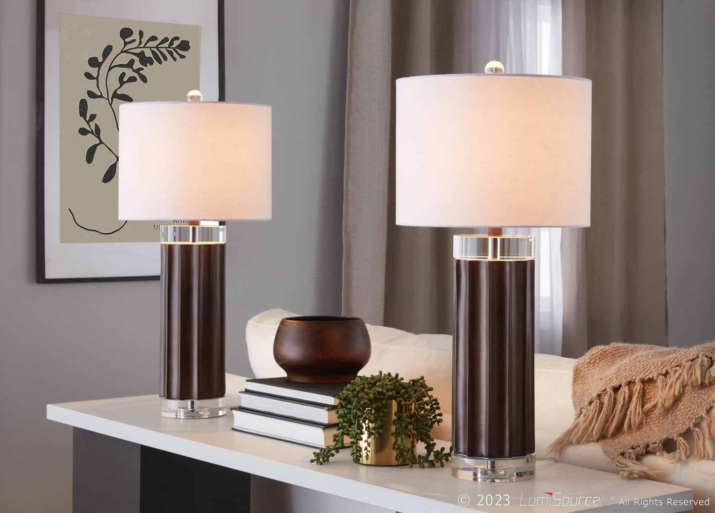 Cylinder Fluted 29.25" Polyresin Table Lamp