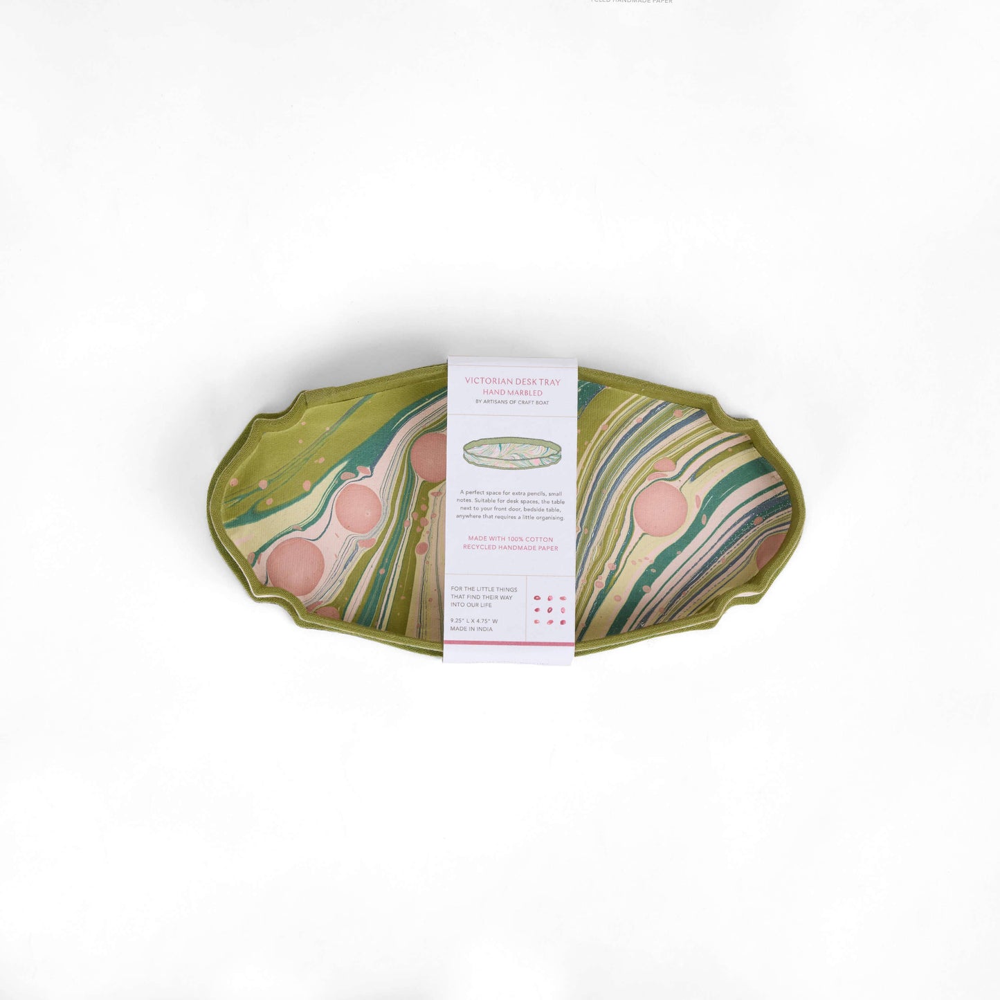 Marbled Victorian Desk Tray - Moss Fire Whirl