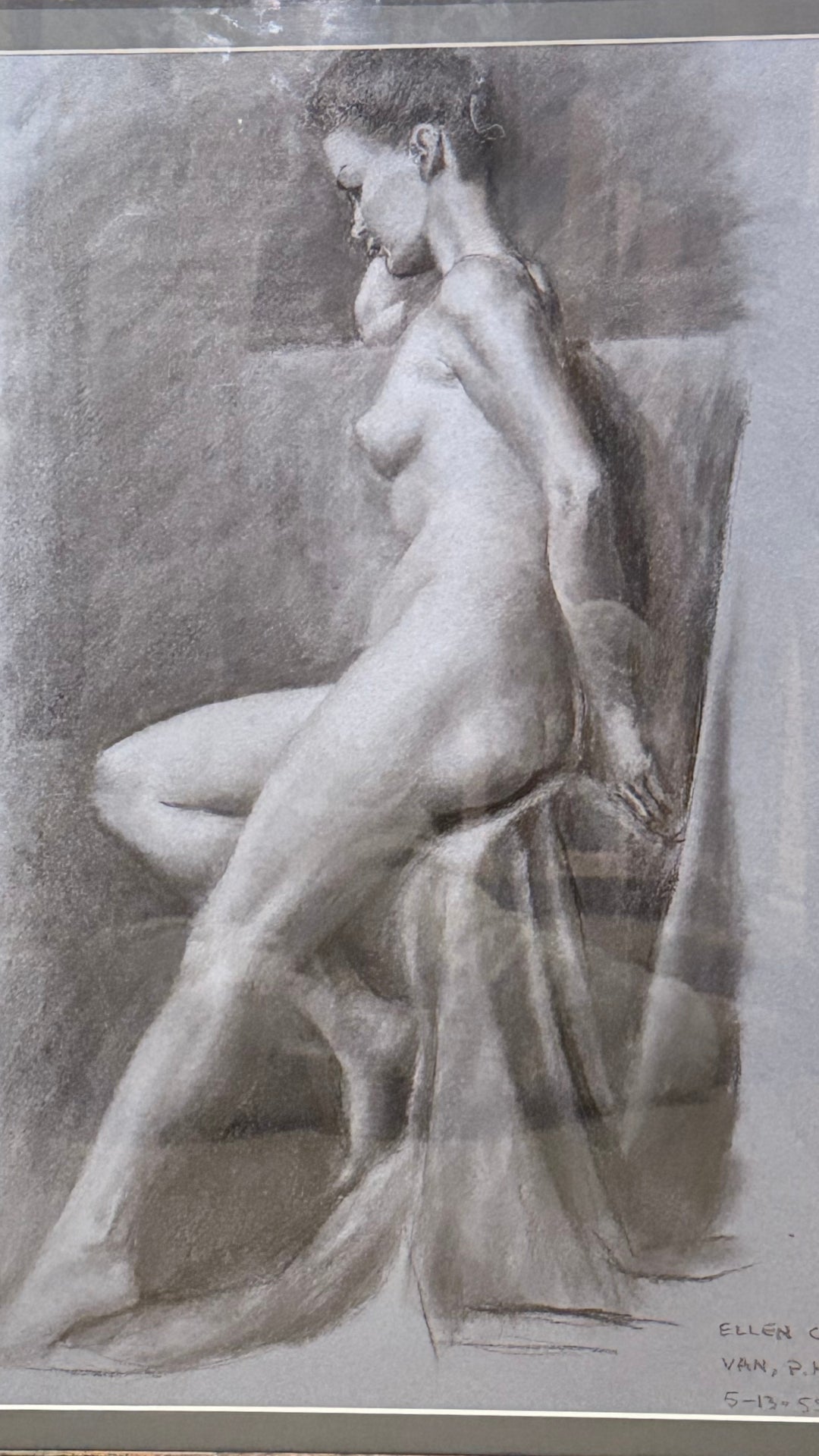 Nude Sketch Matte Framed