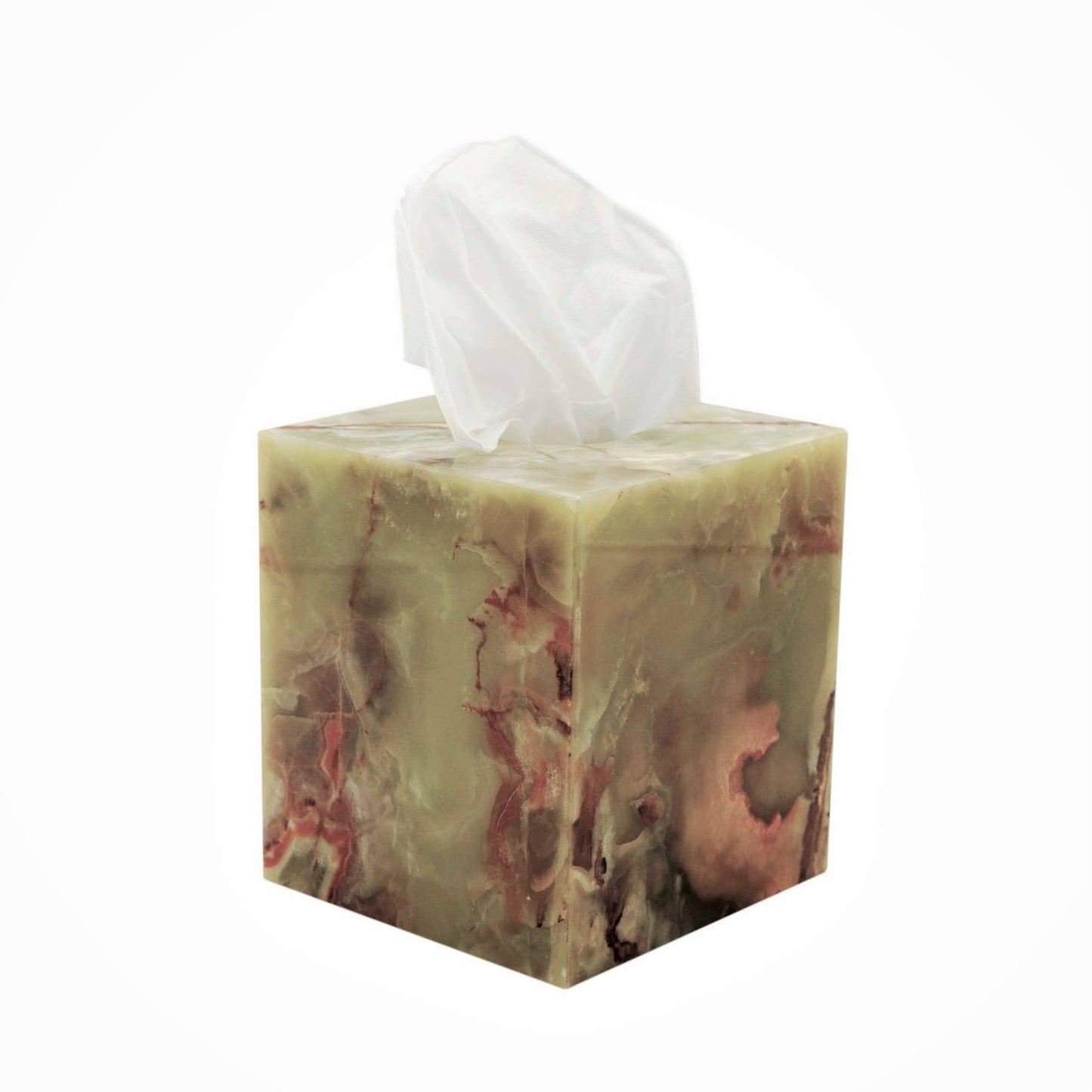 Myrtus Collection Whirl Green Onyx Tissue Box Holder