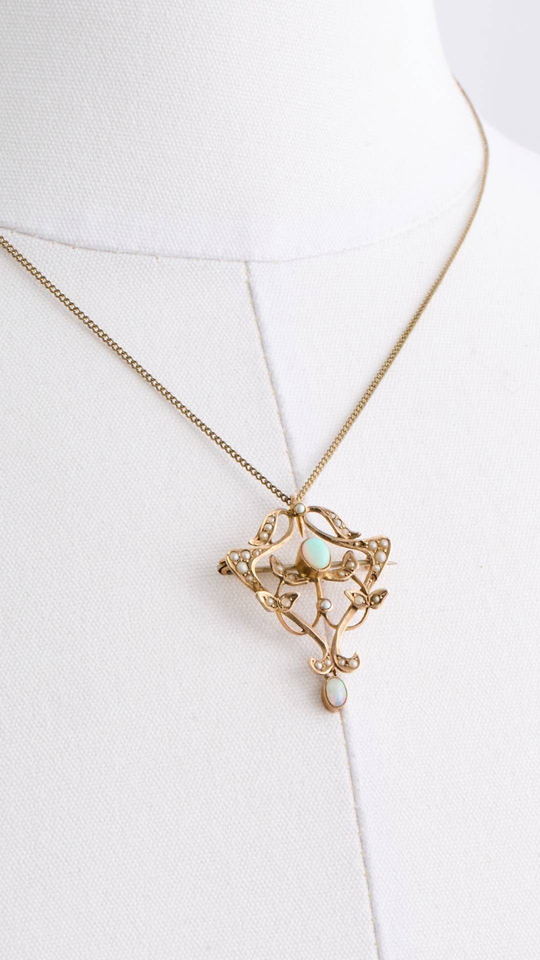 Opal Pearl Pendant Necklace