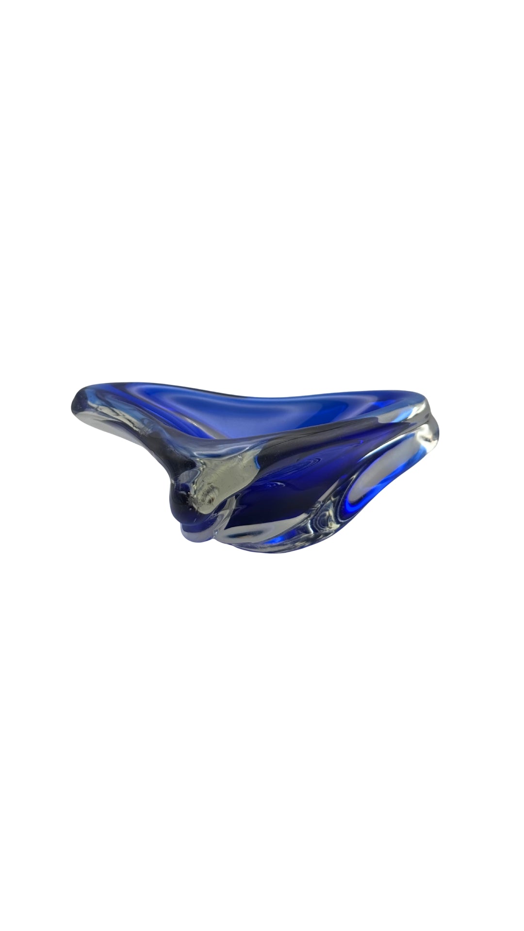 Blue Triangle Murano Glass Dish