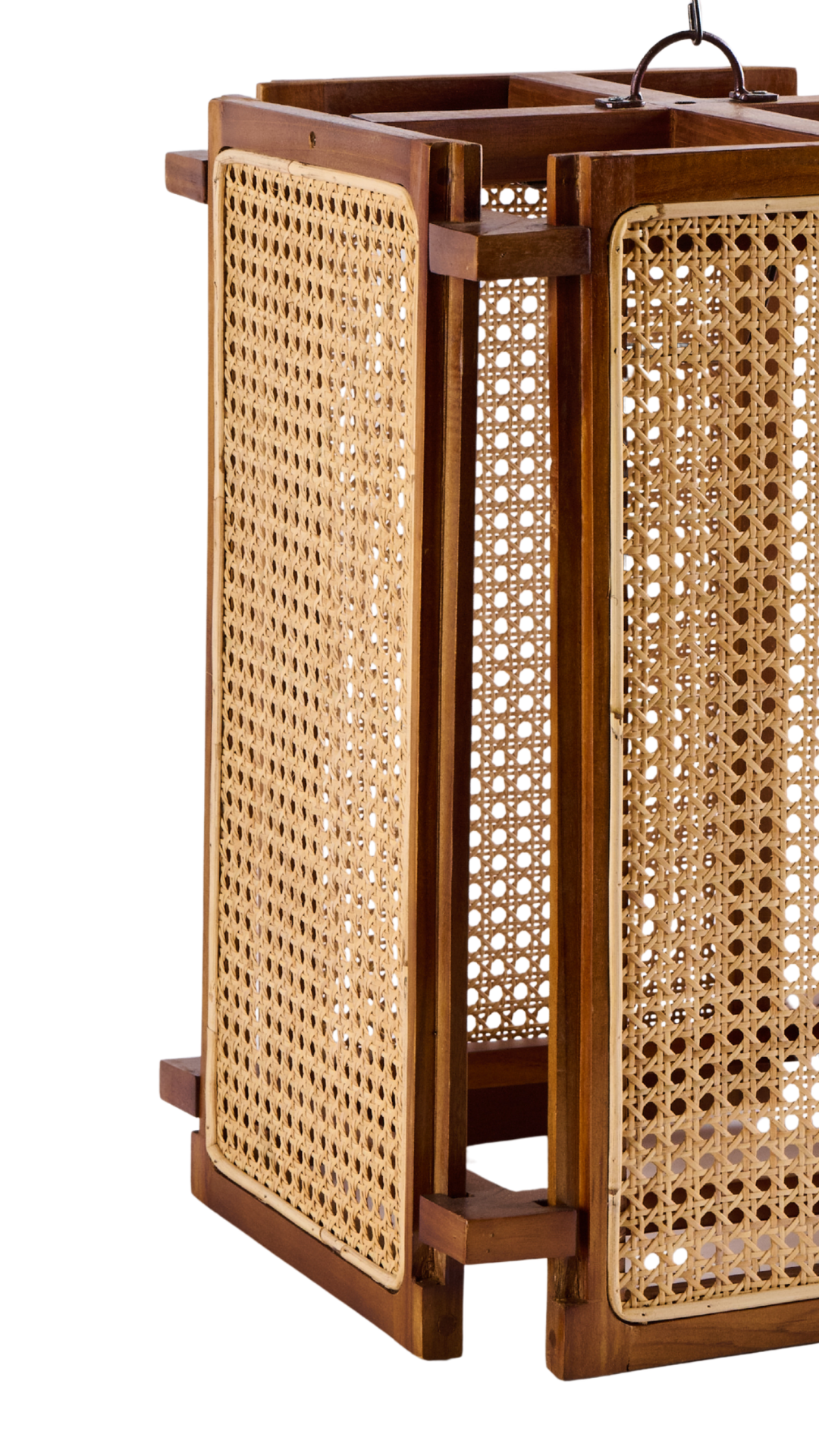 INDO20 Teak Wood & Rattan Hanging Lamp