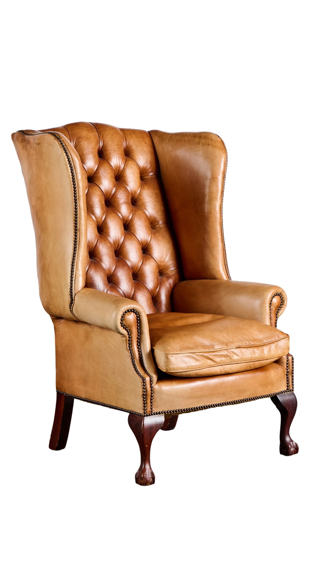 A461 Queen Anne Brown Leather Armchair