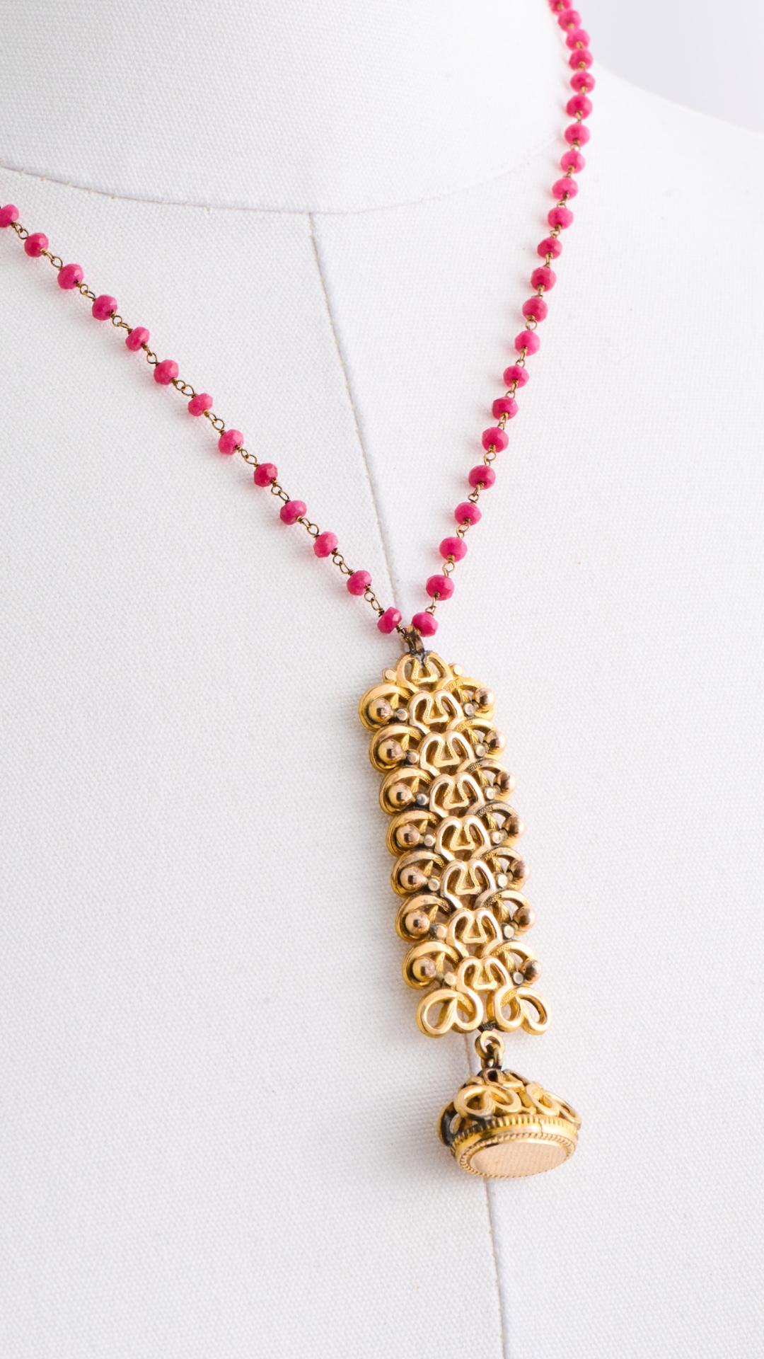Ruby Necklace w/Vintage Watch Fob