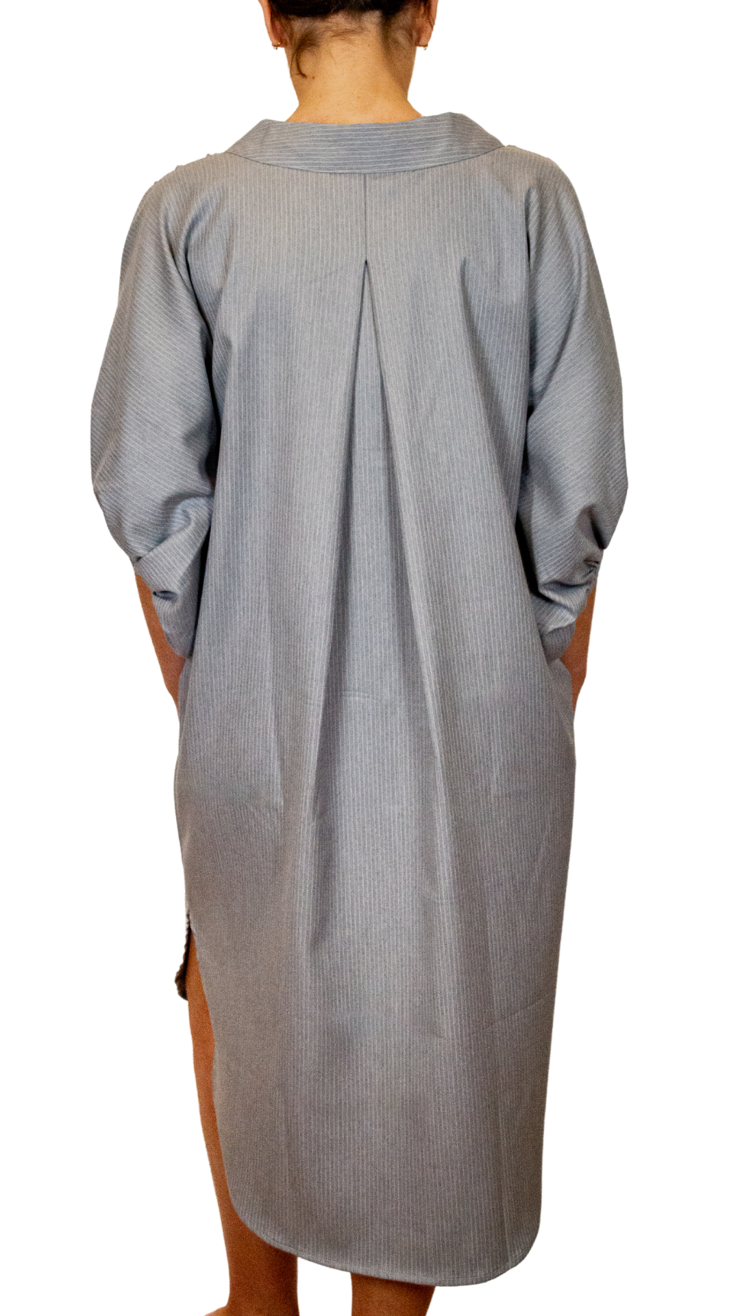 Terrie Gray Striped Dress with Pockets