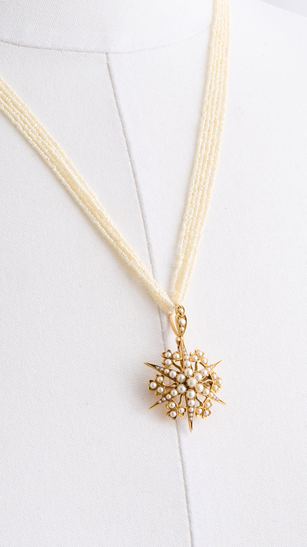 14kt & Pearl Necklace w/ Pendant Pocket Watch Pin