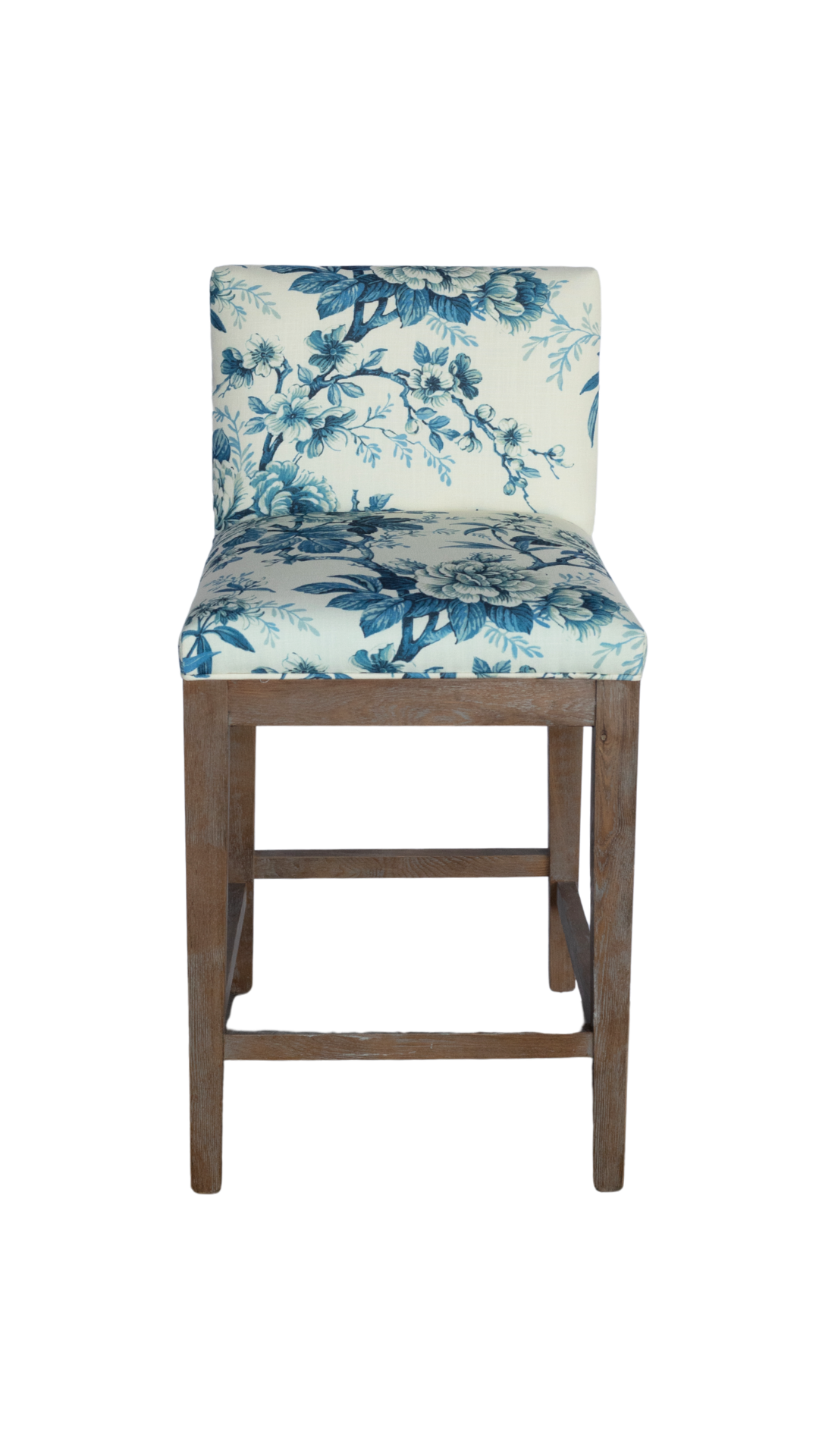 Ash Wood Counter Stool - Blue & White