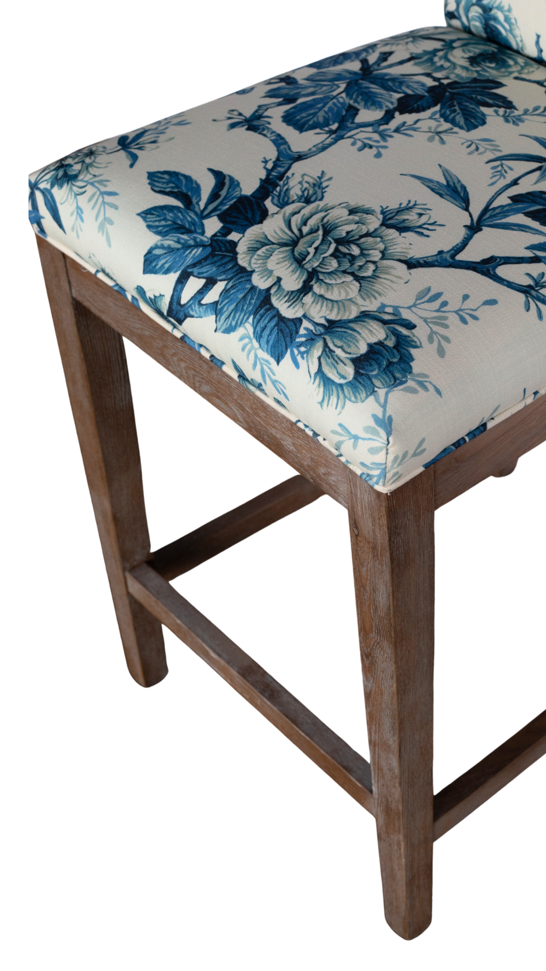 Ash Wood Counter Stool - Blue & White