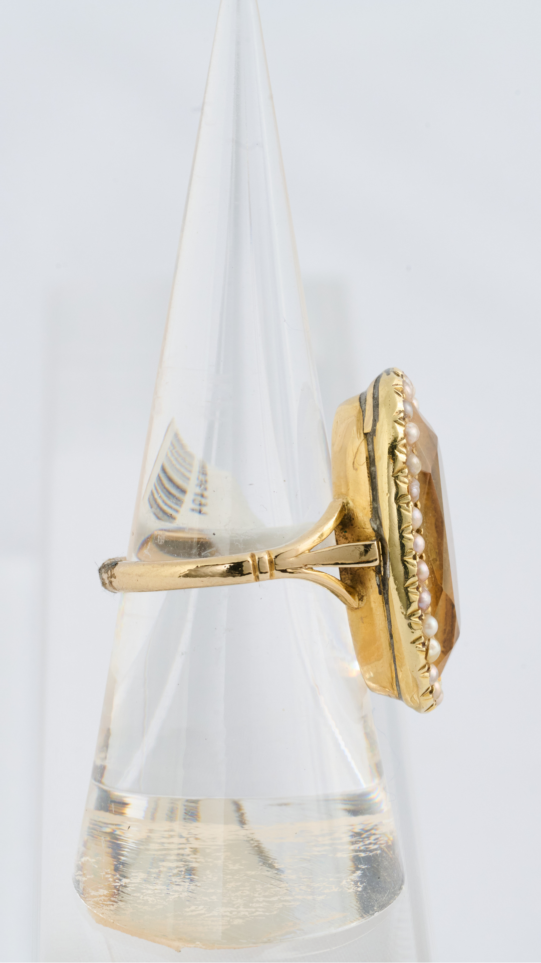 Gld Citrine/Seed Pearl Ring