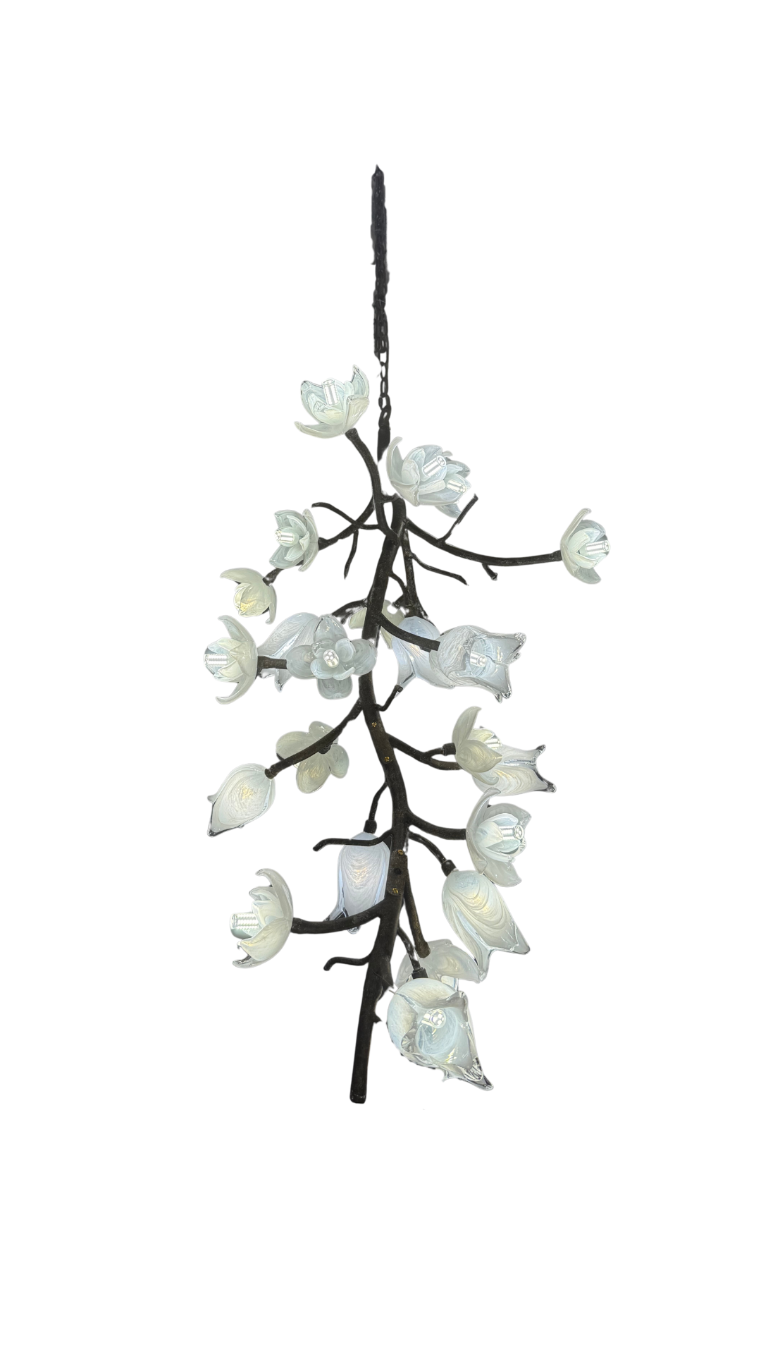 OGS-LI45 Drop Chandelier Iron & Glass Flowers