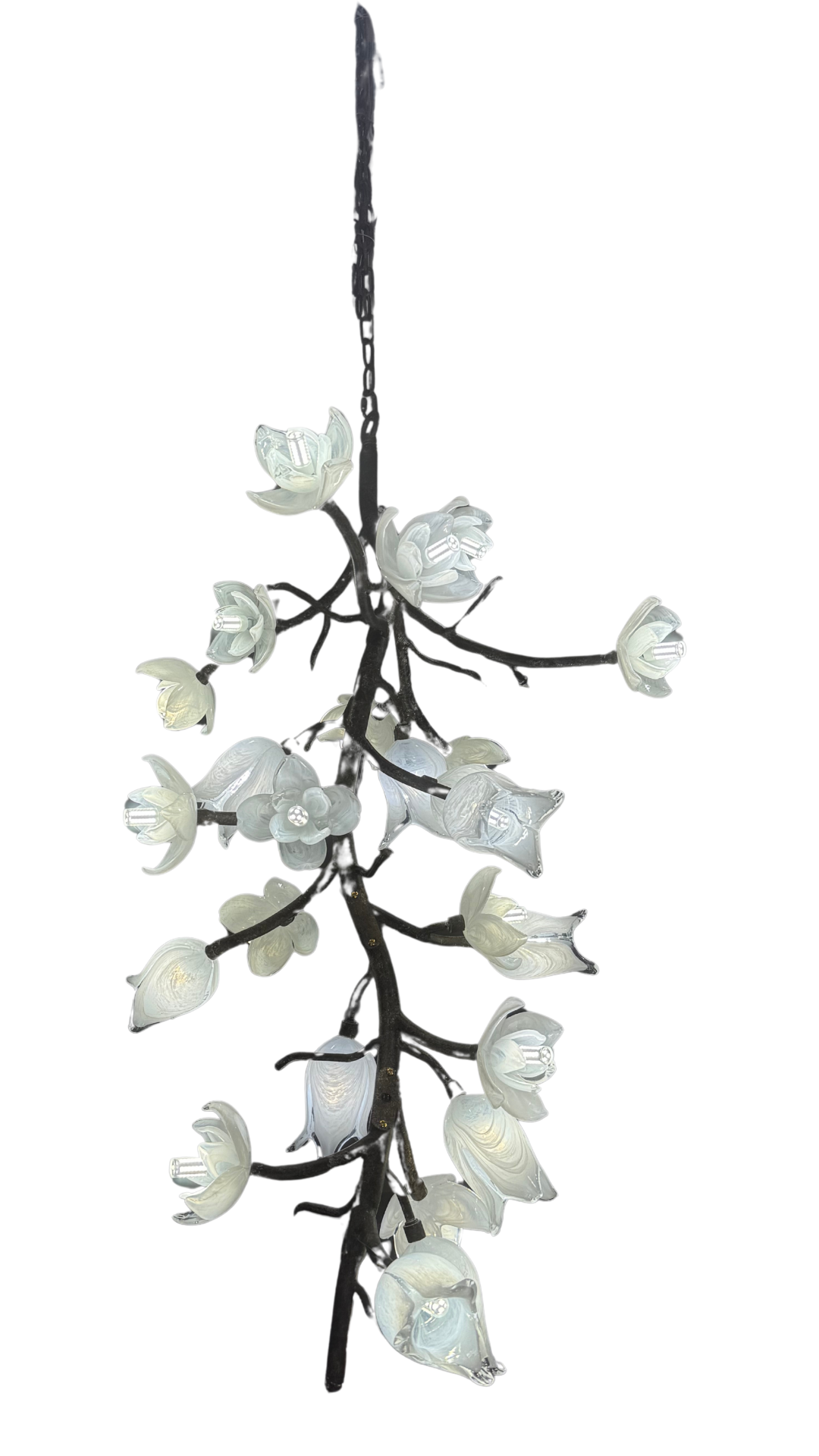 OGS-LI45 Drop Chandelier Iron & Glass Flowers