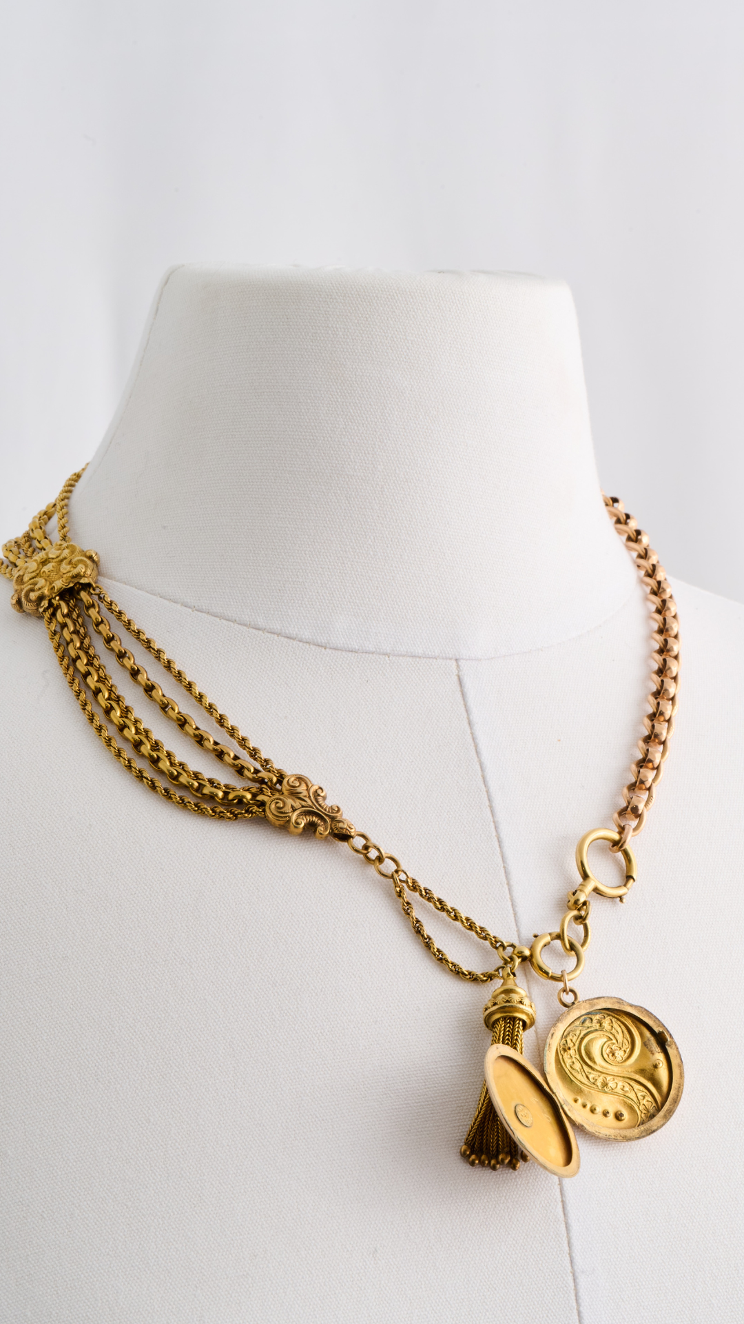 14k Gold Watch Chain with 10K Gold Locket