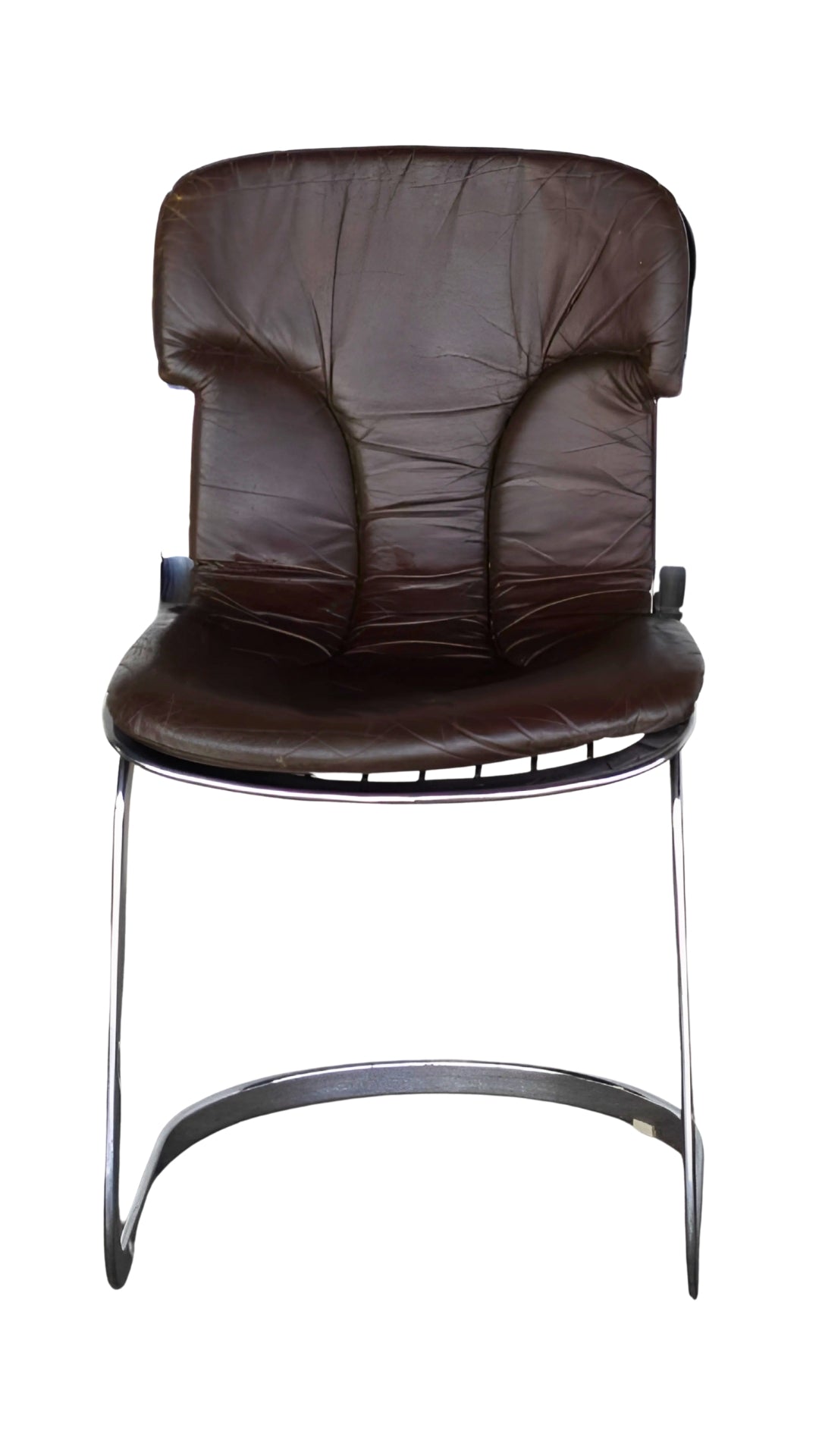 L033 Brown Leather & Chrome Chairs s/6