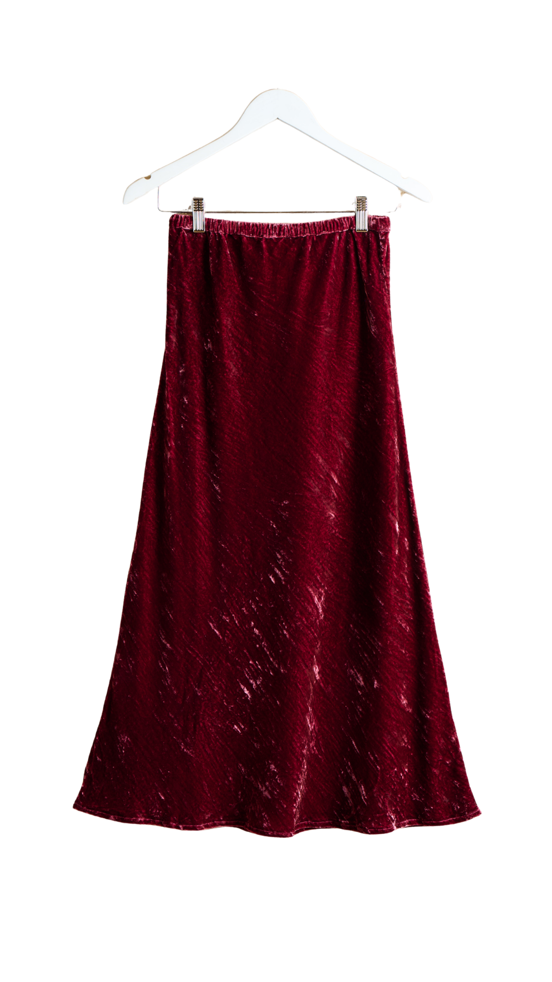 Maroon Silk Velvet Anna Fit & Flare Skirt