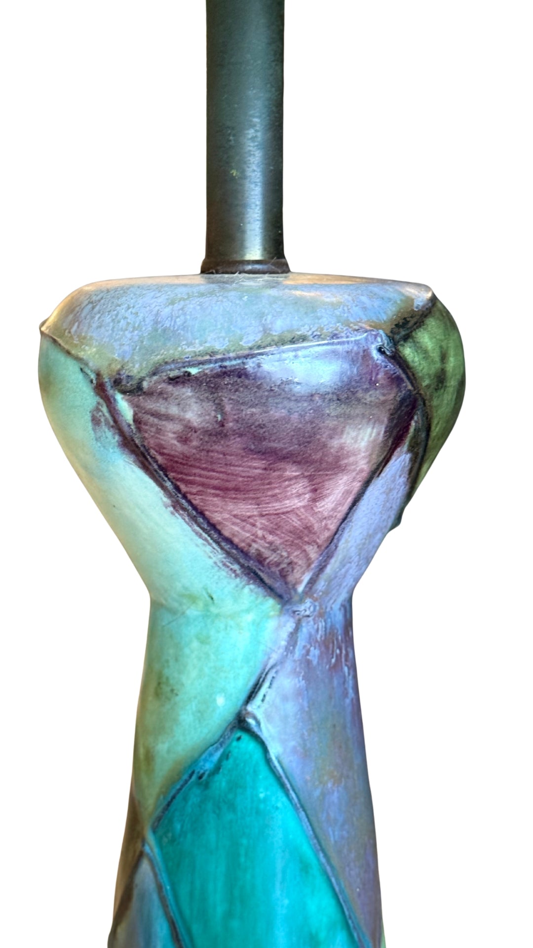 Teal Geometric Table Lamp