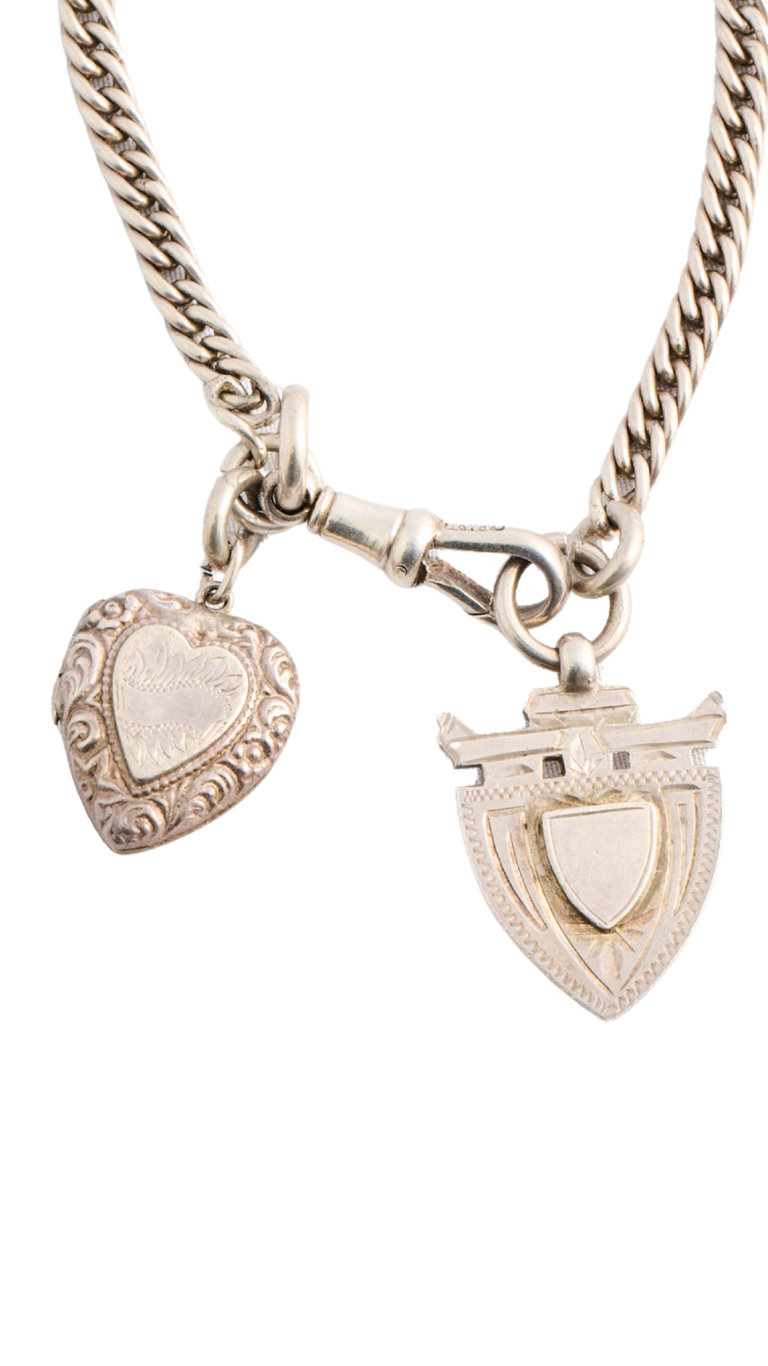 Sterling Silver Bracelet w/Locket & Medal Shield