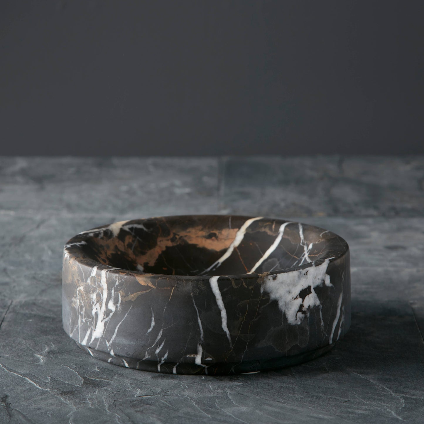 Platanus Collection Black & Gold Marble 8" Honed Finish