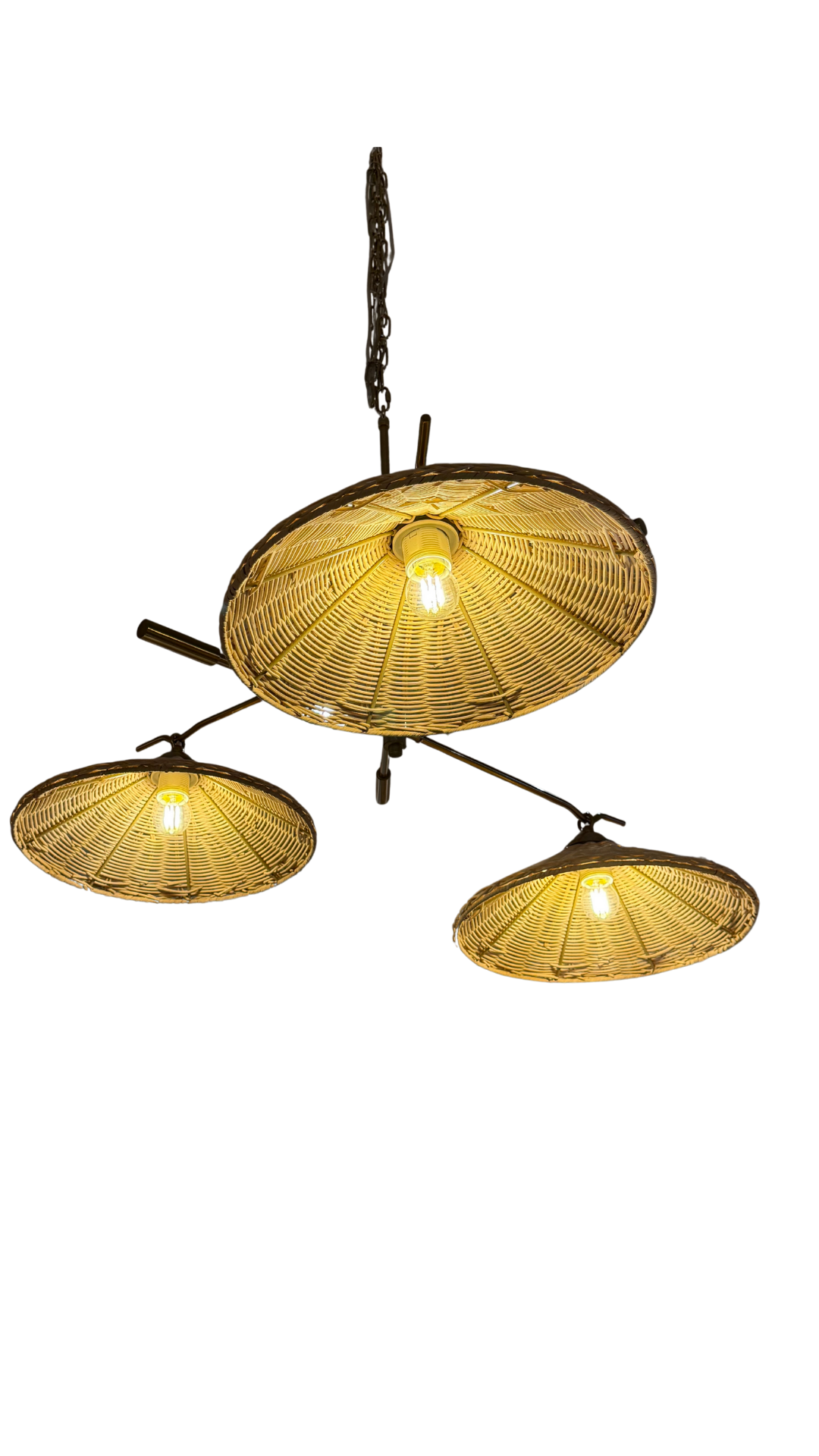 Iron + Rattan 3 Arm Chandelier OGS-LI49
