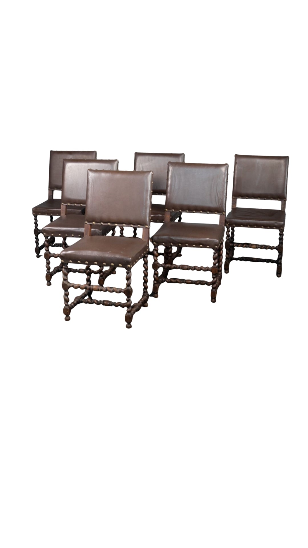 L202 Leather & Wood Chairs S/7 | Grey Brown