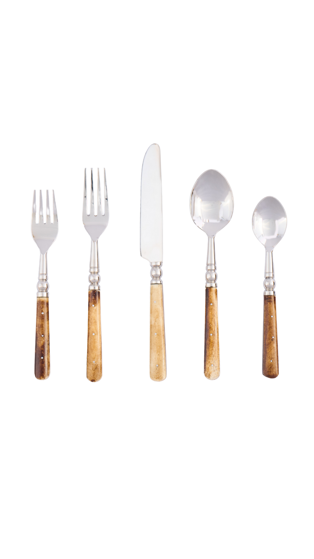 5 Piece Bone Silverware Set BRWN
