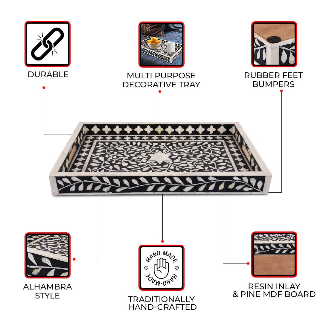 Decorative Tray Alhambra Grande Black & White 11x17 inch