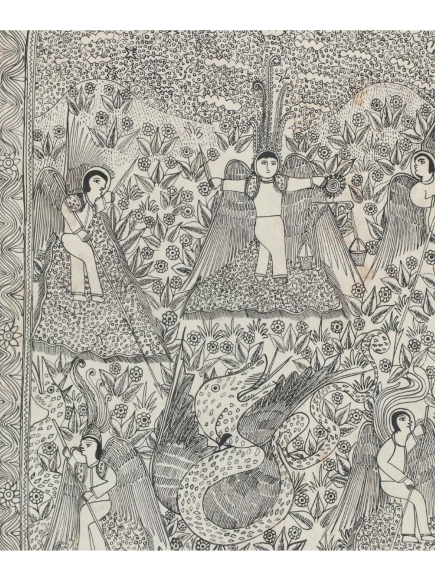 Emilio de la Rosa | Angels & Serpents on Bark Paper