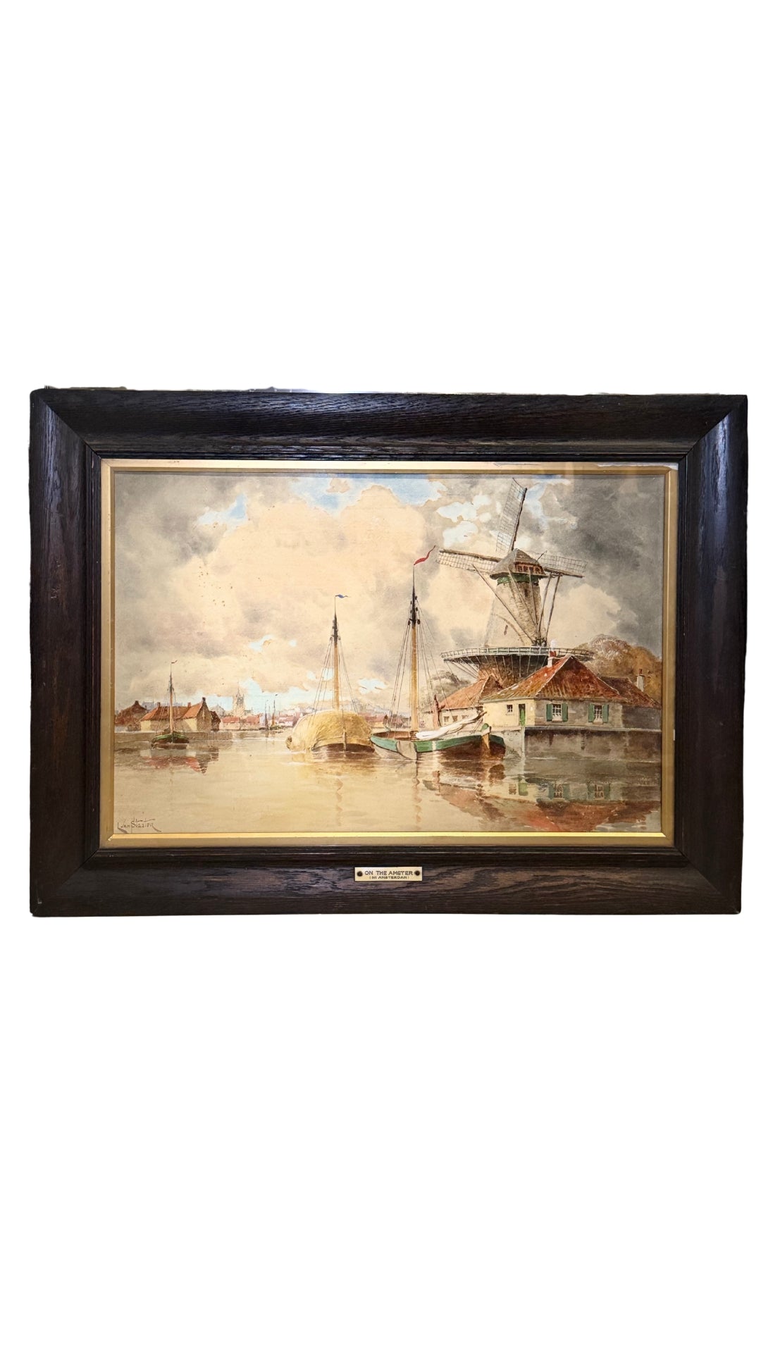 Pair of Watercolor Ships in Antique Frames