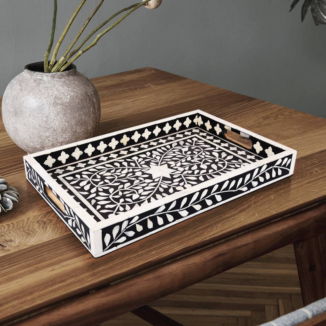 Decorative Tray Alhambra Grande Black & White 11x17 inch