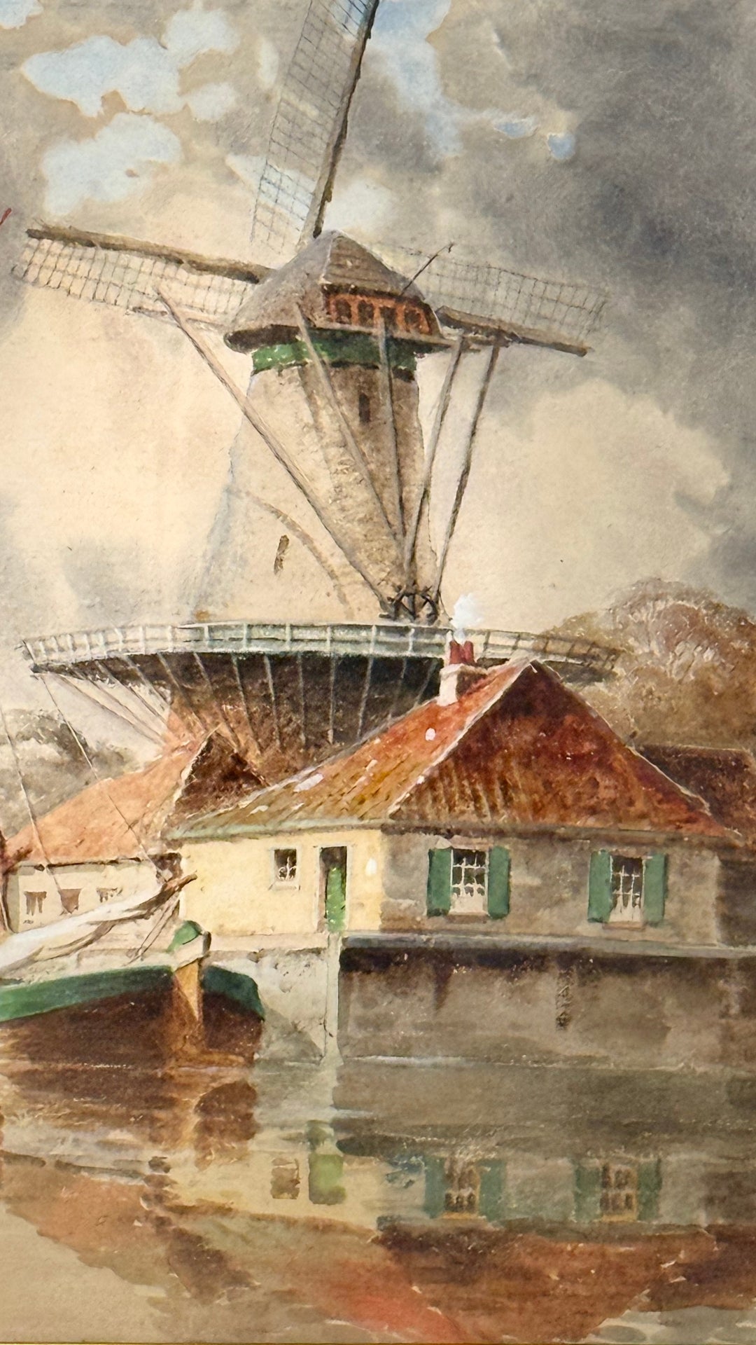 Pair of Watercolor Ships in Antique Frames