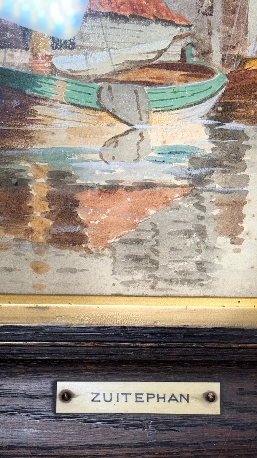 Pair of Watercolor Ships in Antique Frames