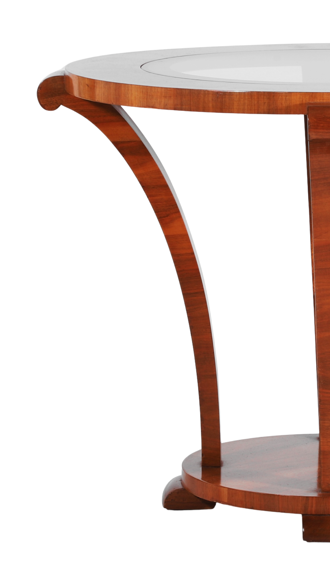 S61 Circular Walnut and Glass Center Table