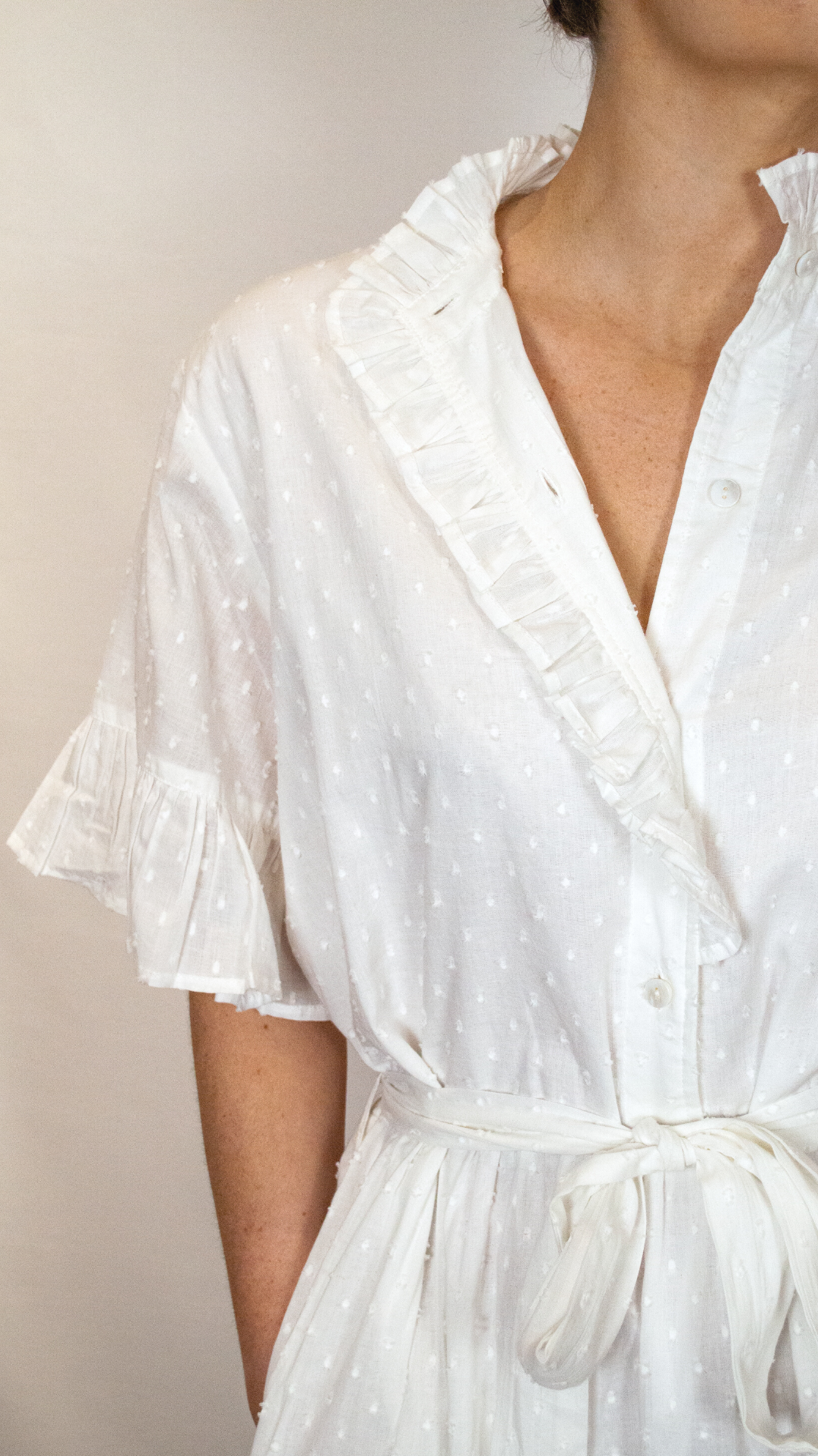 Swiss Dot Cotton Sleeve Dress