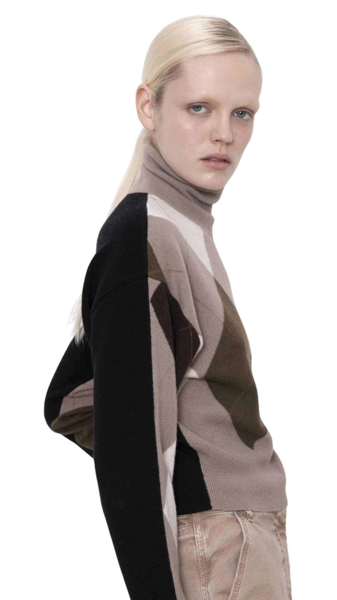 Cropped Argyle Sweater
