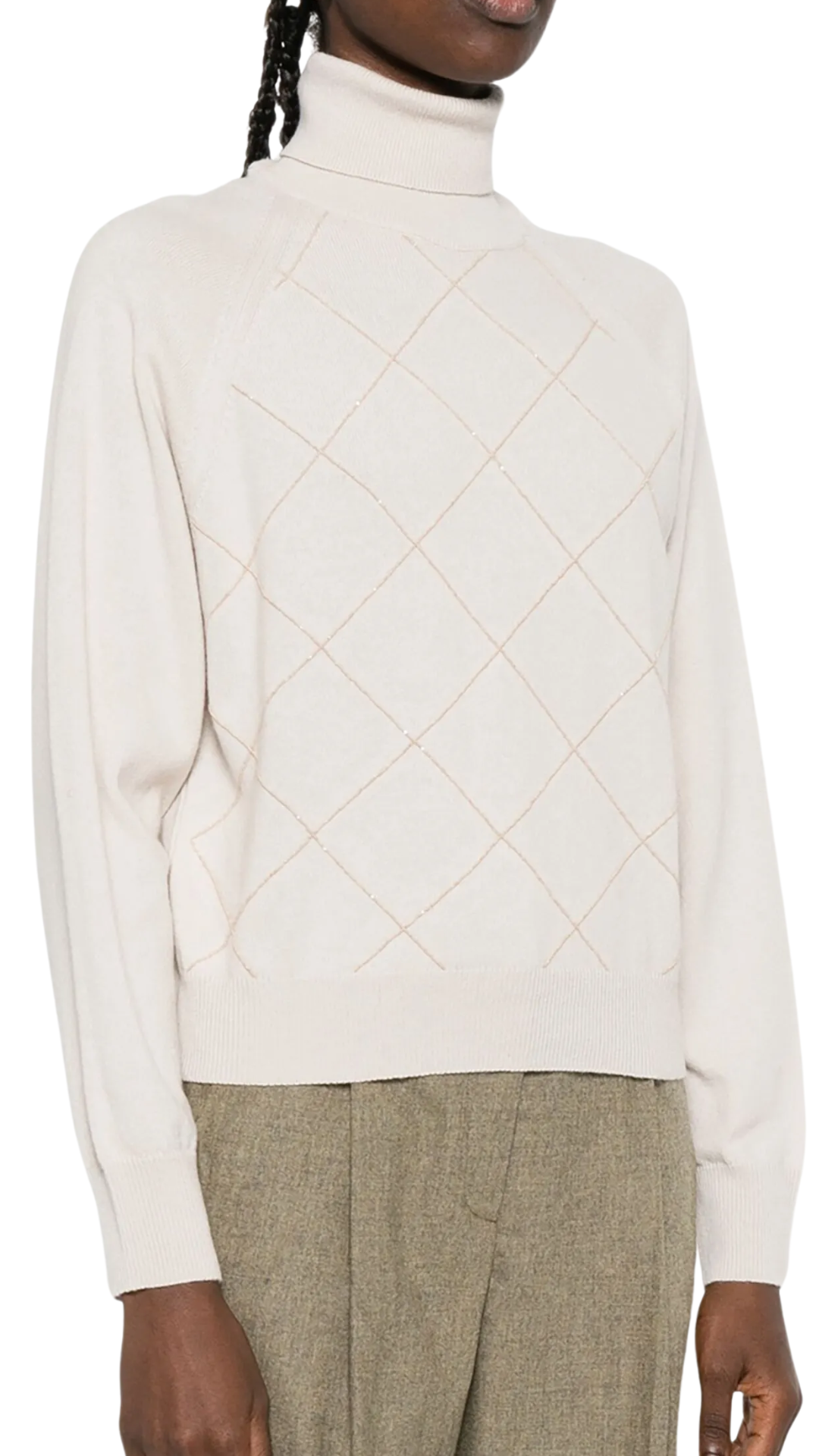 Diamond Pattern Turtleneck Sweater