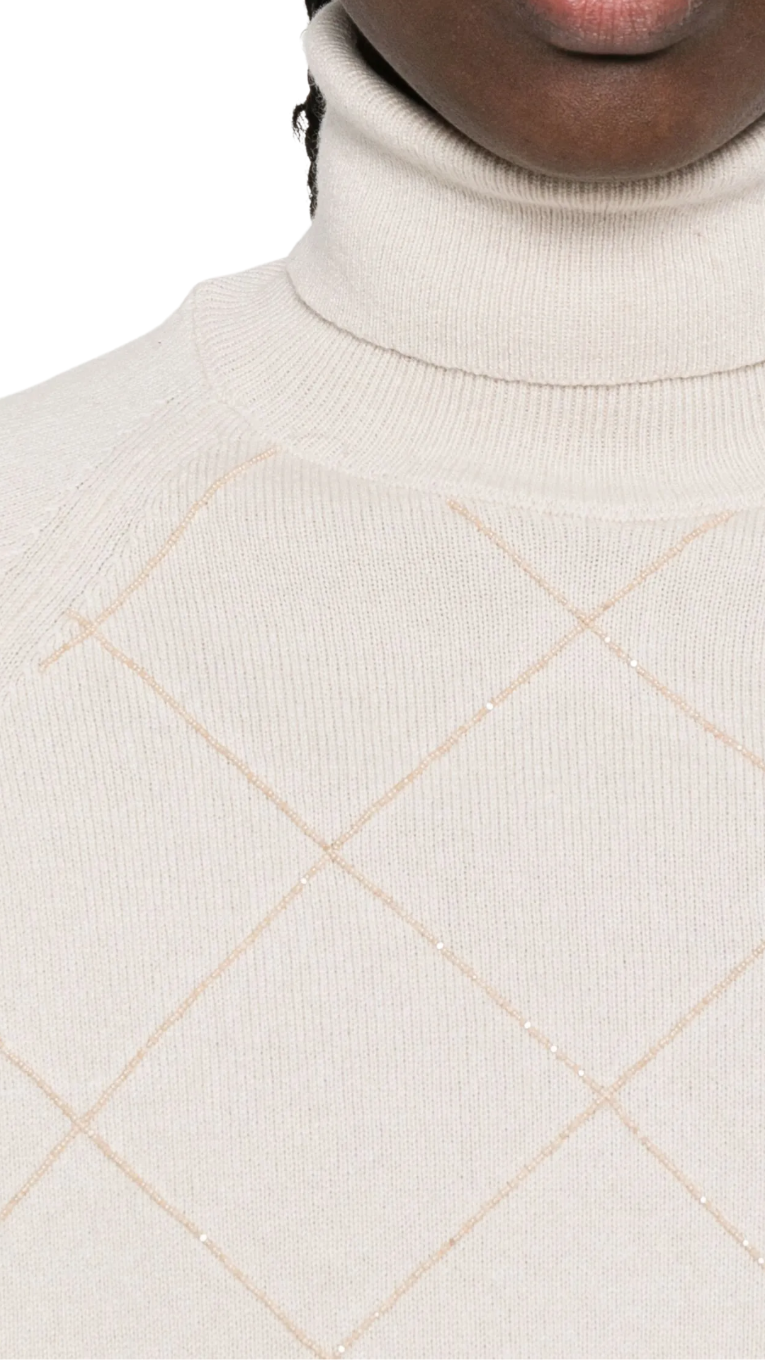 Diamond Pattern Turtleneck Sweater