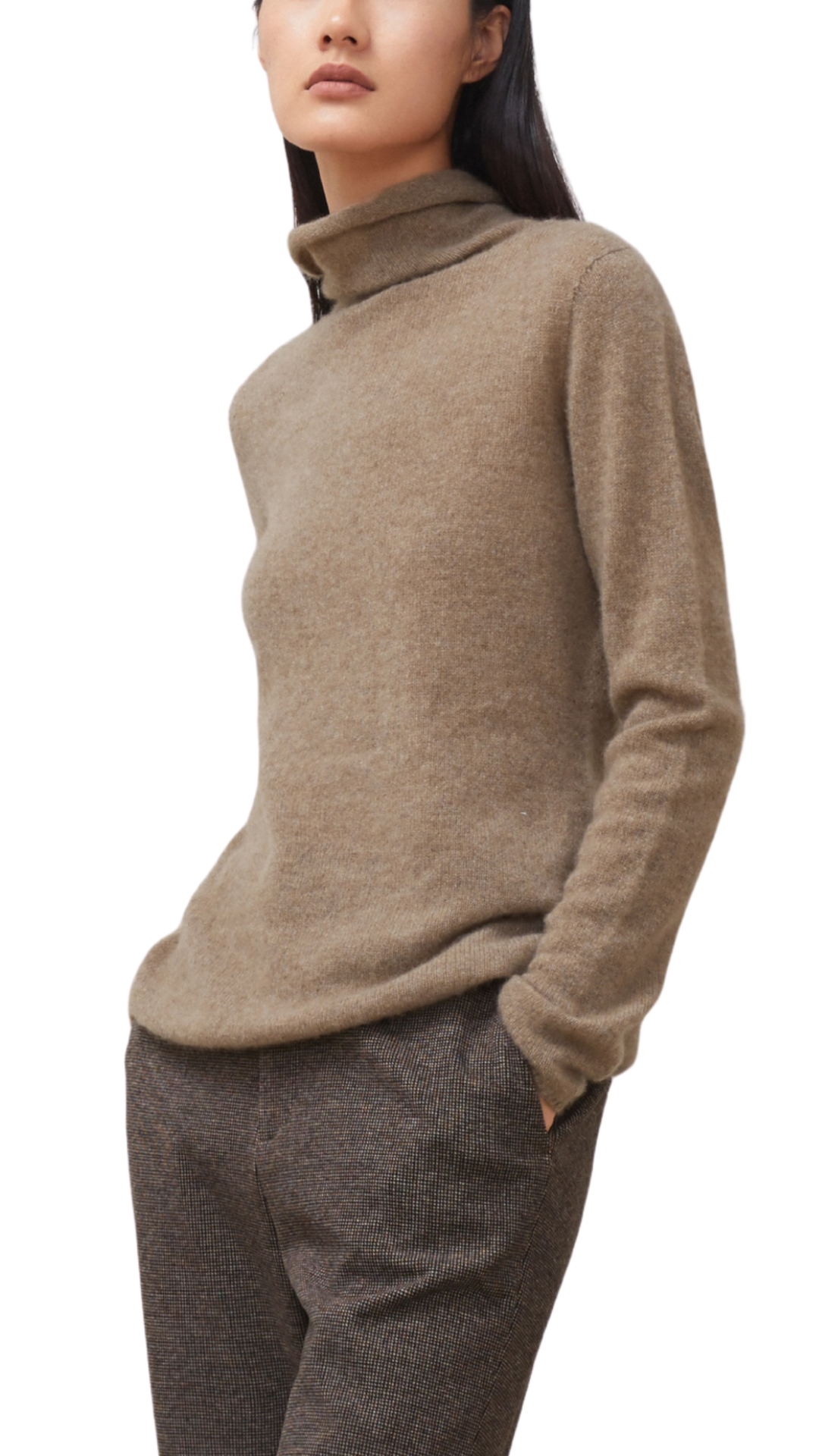 Coffee Slim Fit Cashmere Sweater