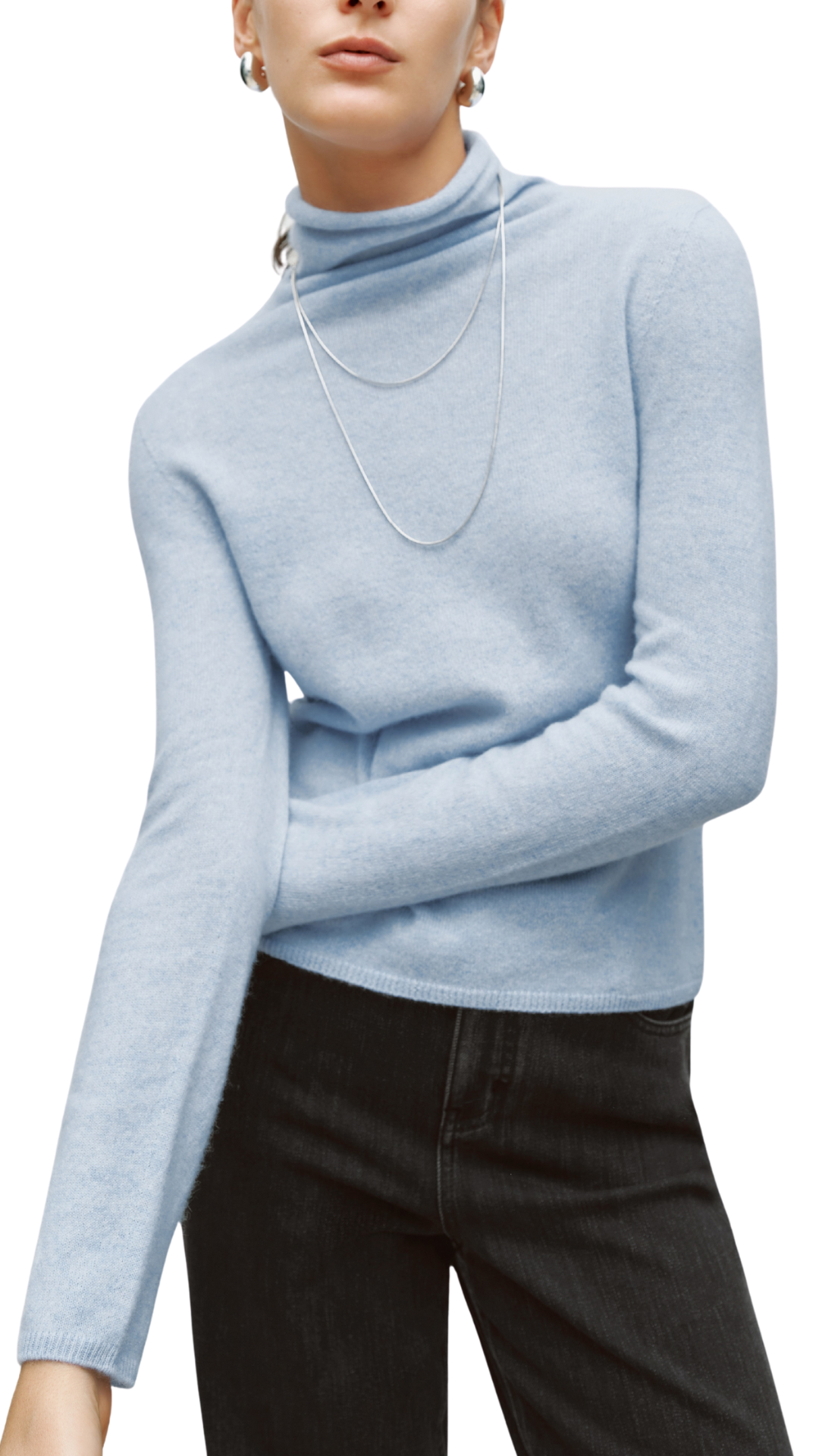 Light Blue Cashmere High Neck Sweater