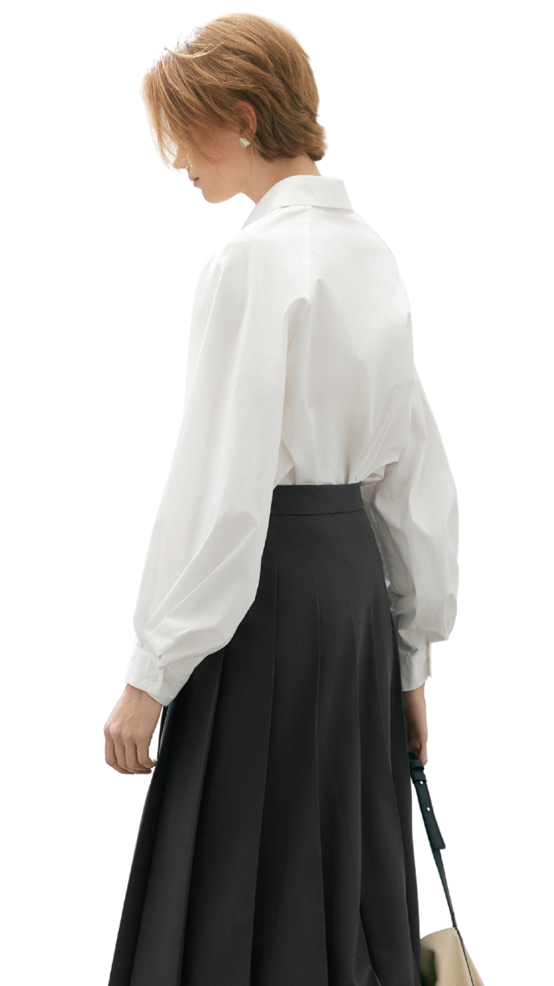 Plain White Balloon Sleeve Button Down Shirt