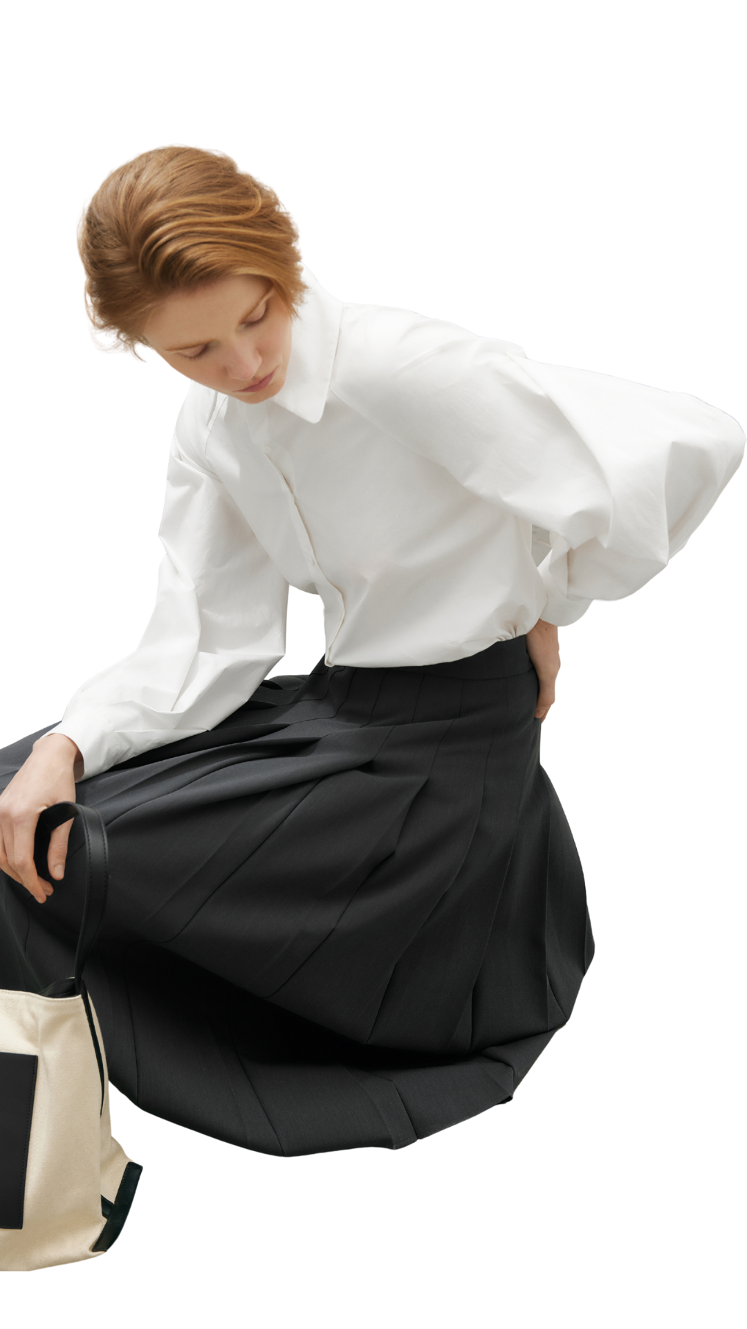 Plain White Balloon Sleeve Button Down Shirt