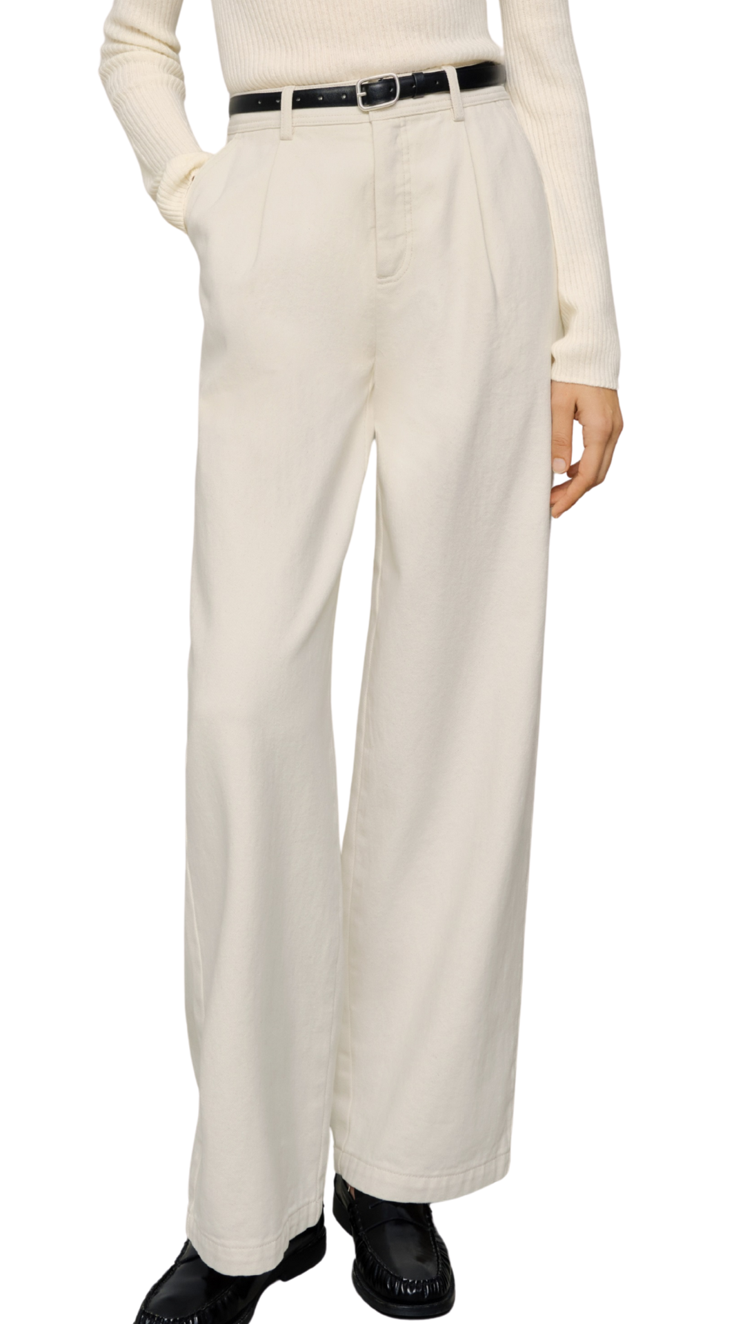 Off White Belted Pleated Trouser