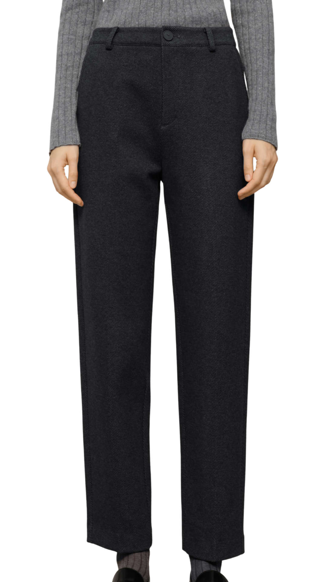 Dark Grey Structured Cropped Trousers