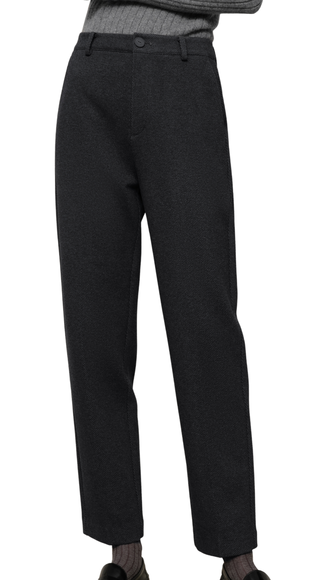 Dark Grey Structured Cropped Trousers