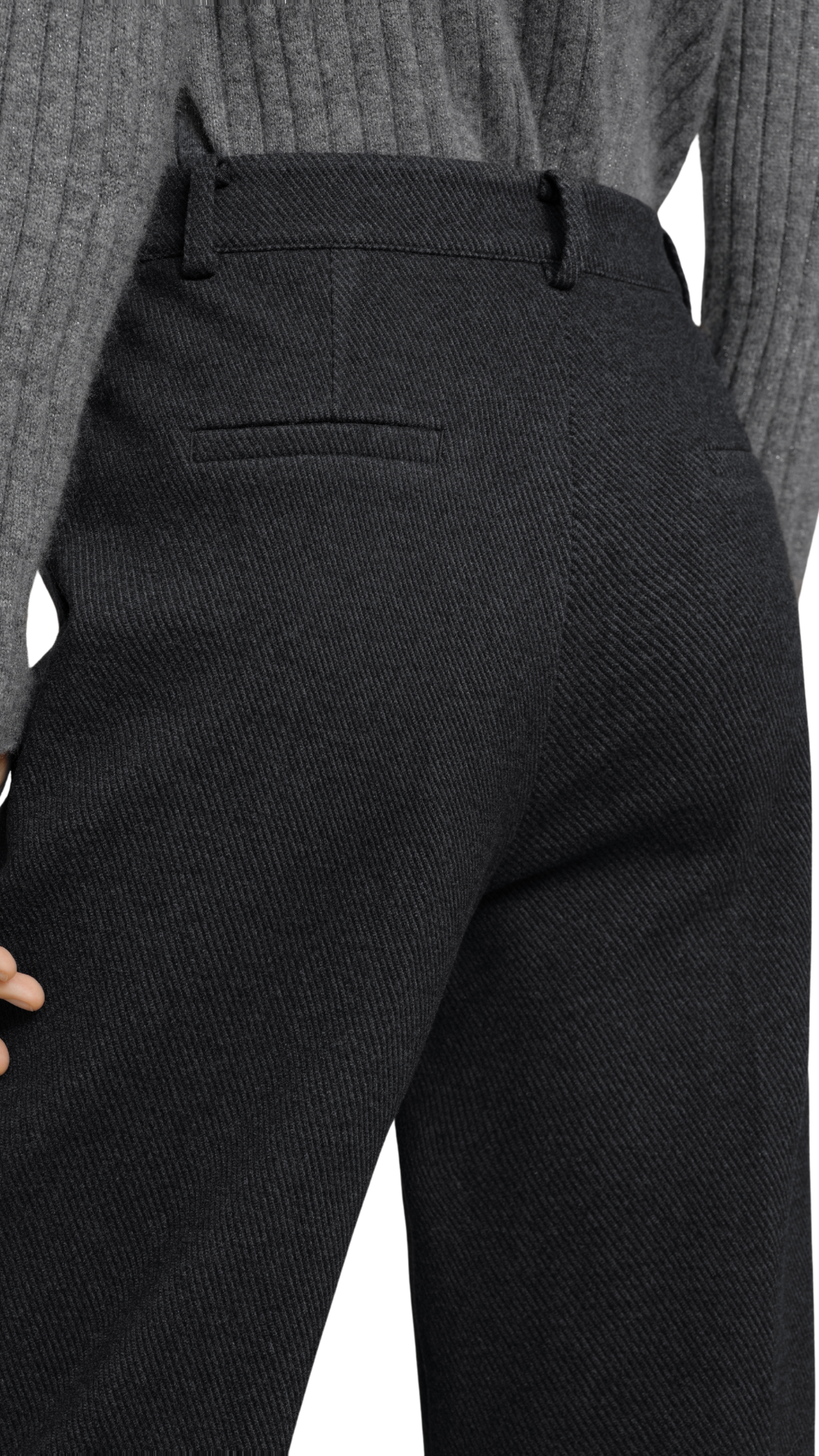 Dark Grey Structured Cropped Trousers