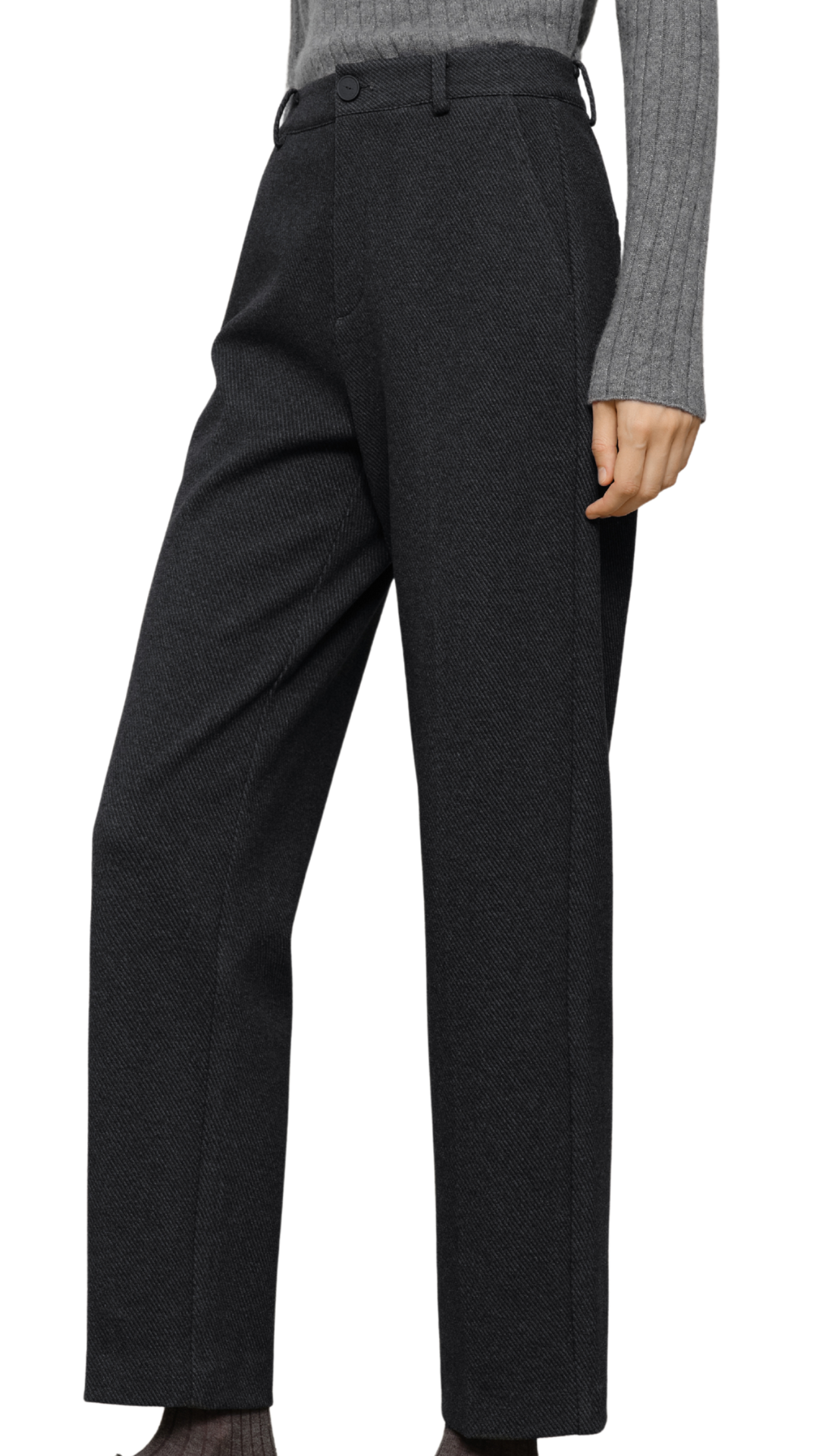 Dark Grey Structured Cropped Trousers
