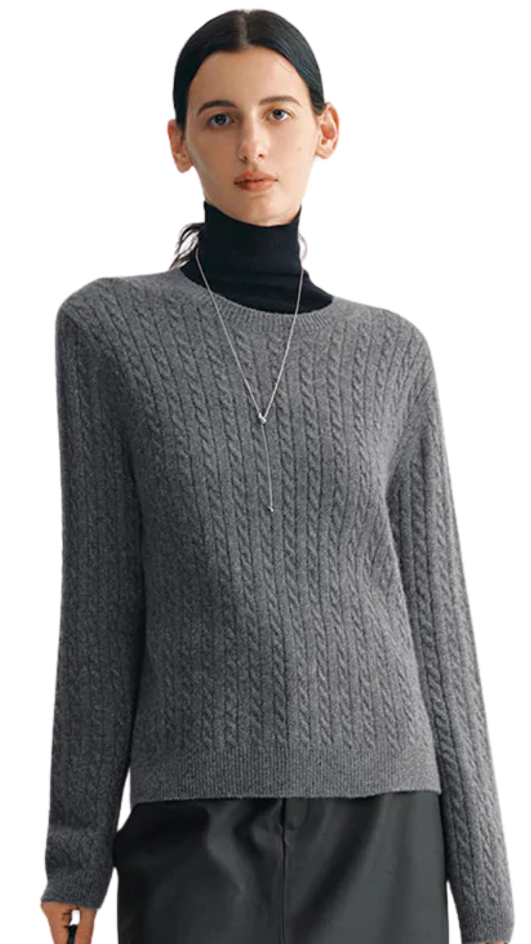 Dark Grey Cashmere Blend Crew Neck Sweater