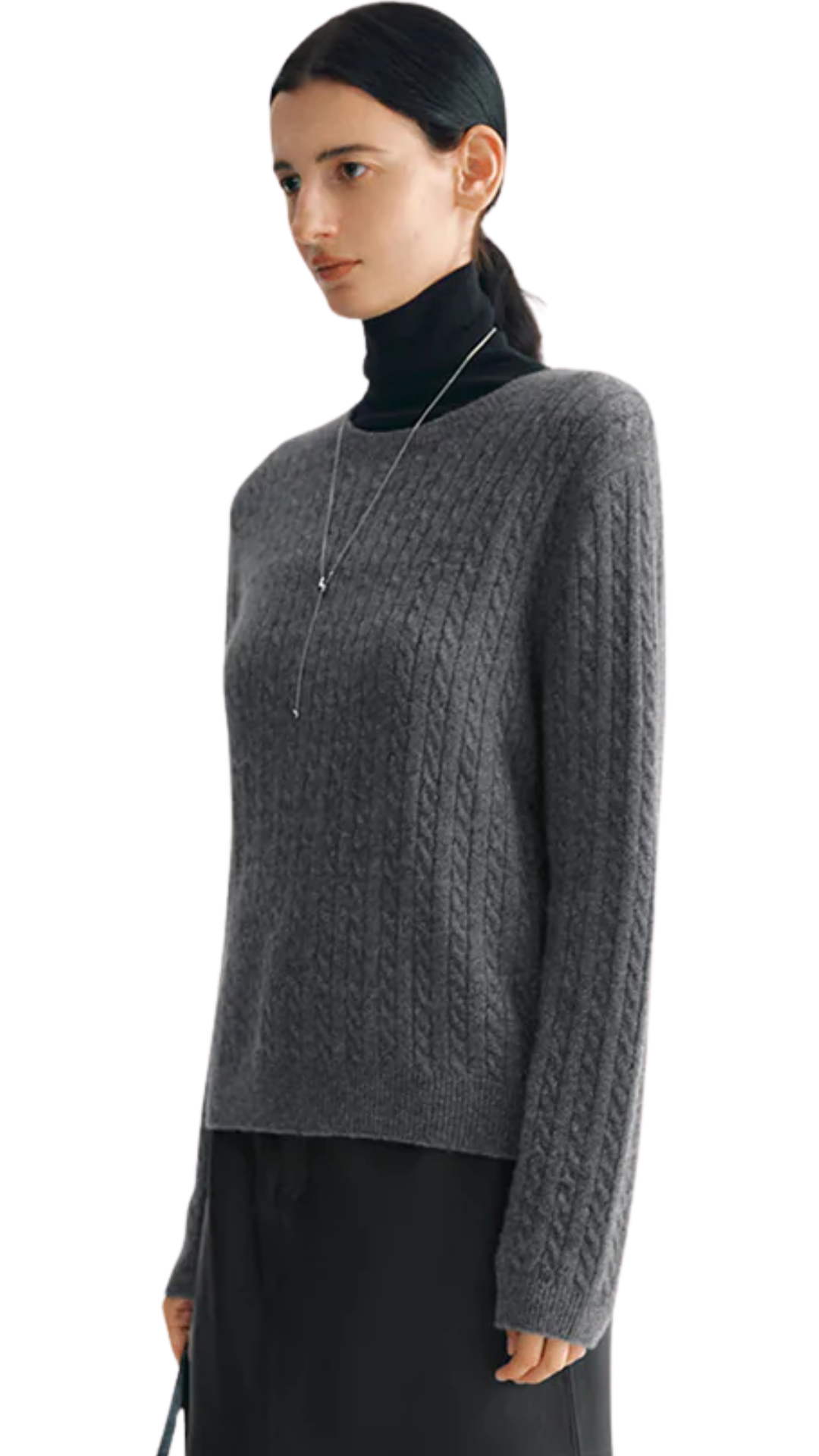 Dark Grey Cashmere Blend Crew Neck Sweater