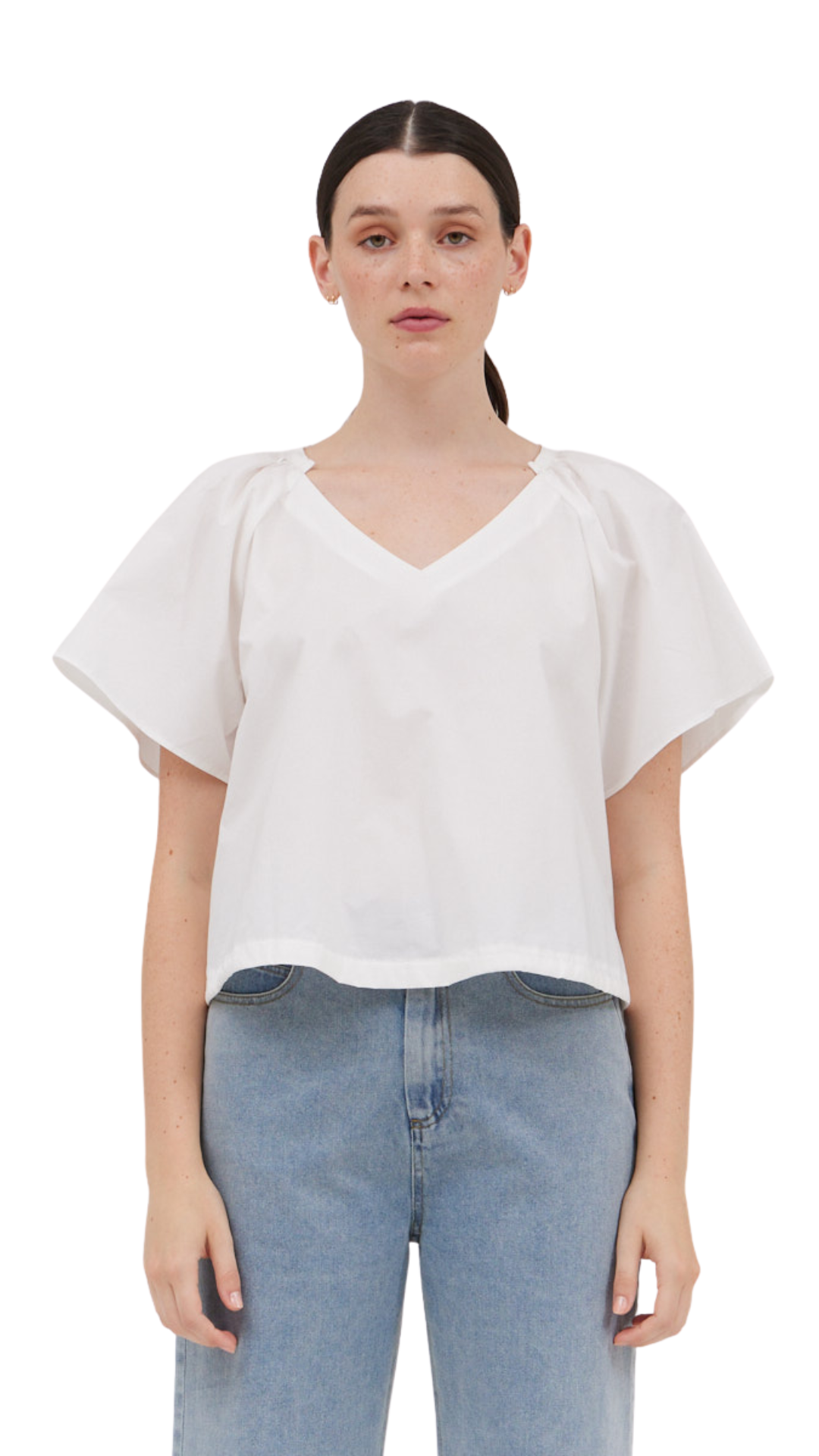 Side Ribbon Tie V-Neck Top