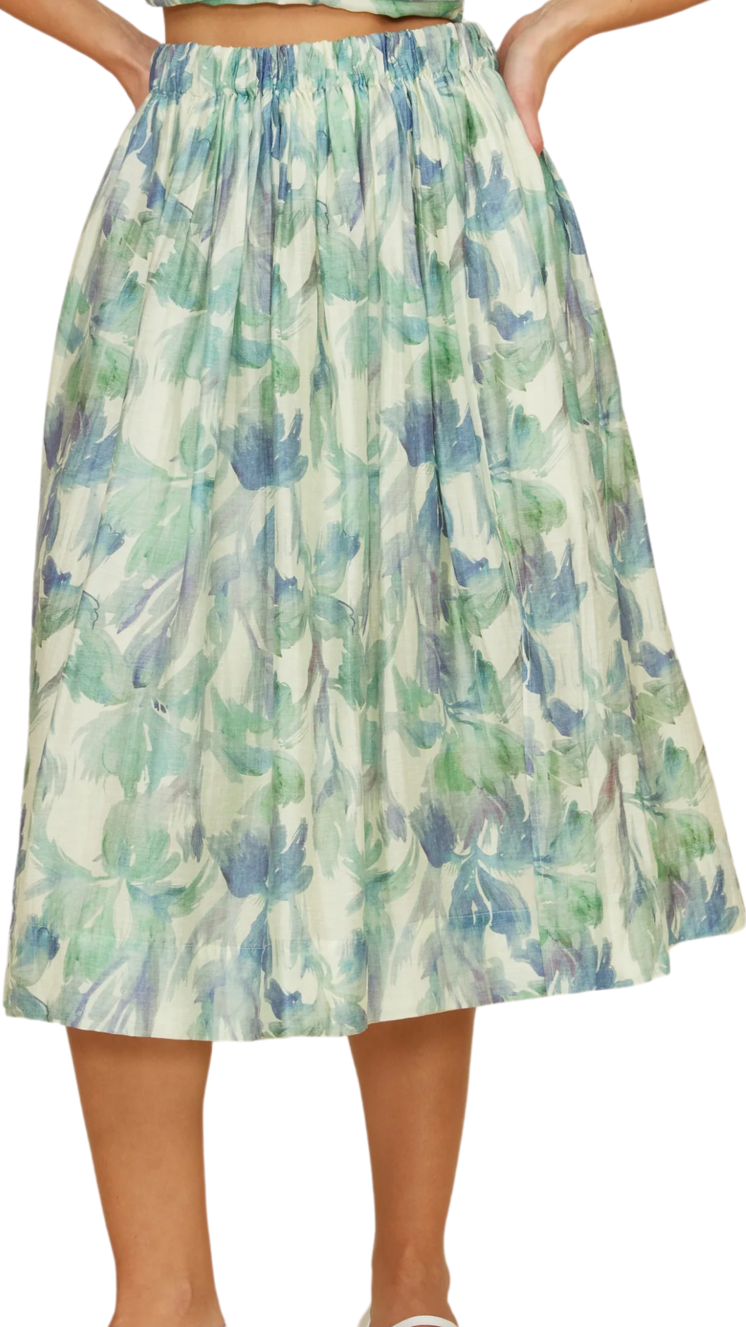 Amari Turquoise Floral Midi Skirt