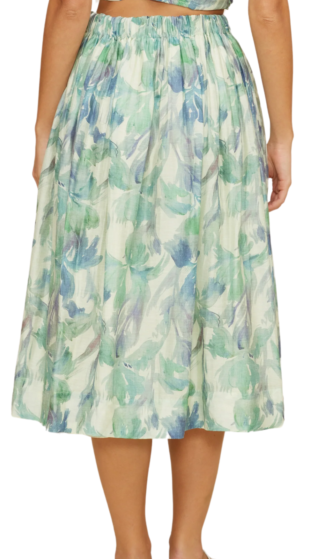 Amari Turquoise Floral Midi Skirt